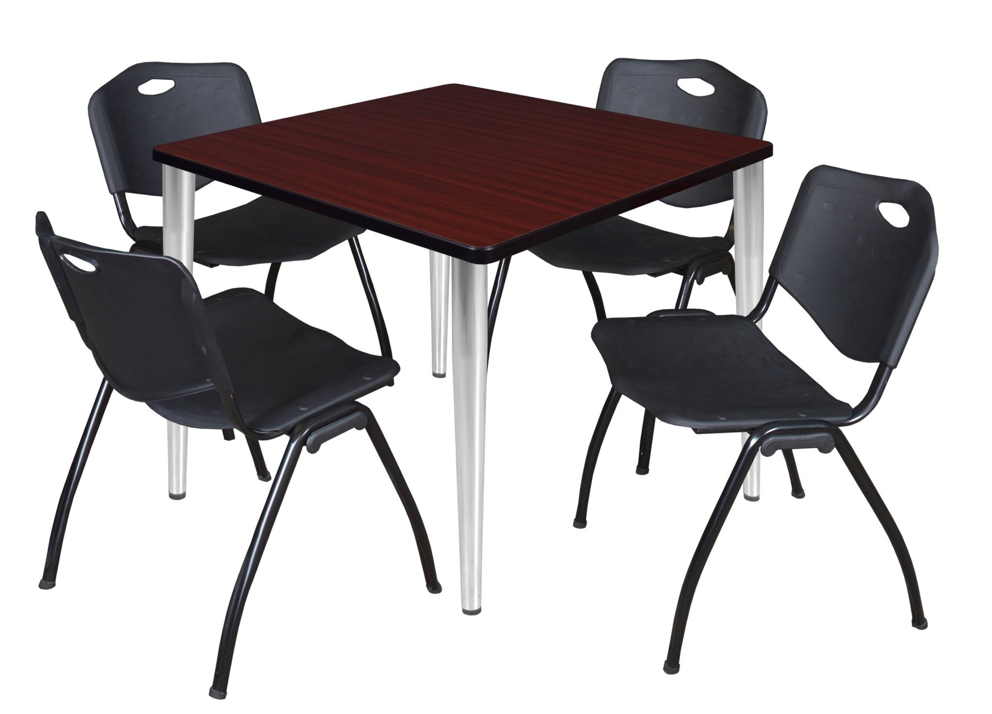 Regency Kahlo 42 in. Square Breakroom Table & 4 M Stack Chairs - SchoolOutlet