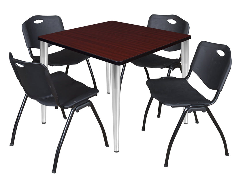 Regency Kahlo 42 in. Square Breakroom Table & 4 M Stack Chairs - SchoolOutlet