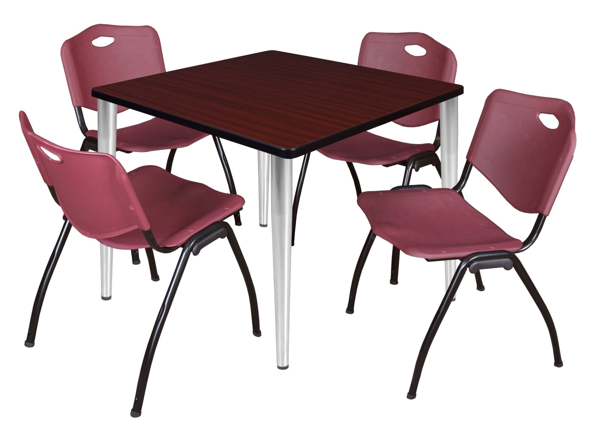 Regency Kahlo 42 in. Square Breakroom Table & 4 M Stack Chairs - SchoolOutlet