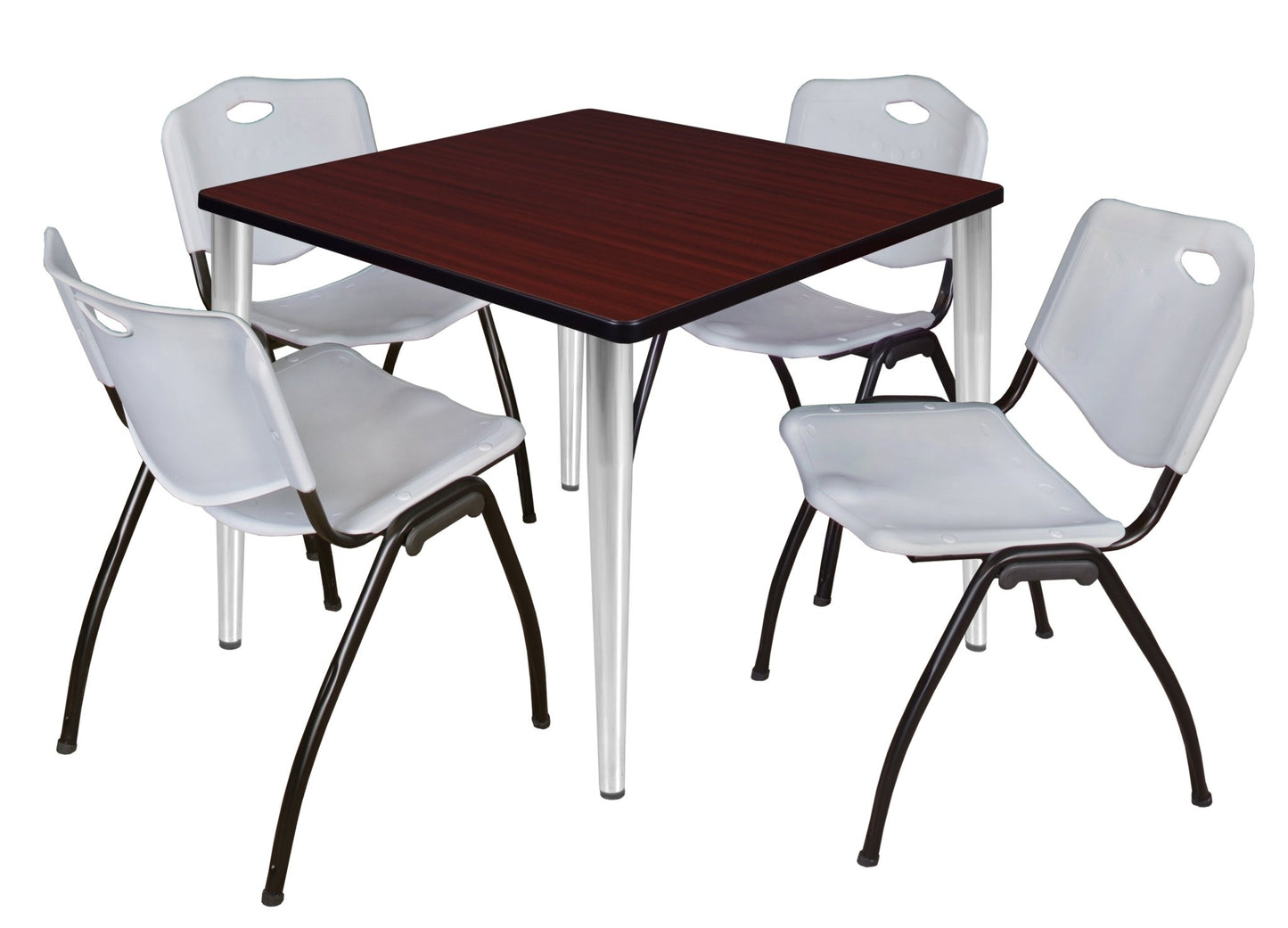 Regency Kahlo 42 in. Square Breakroom Table & 4 M Stack Chairs - SchoolOutlet
