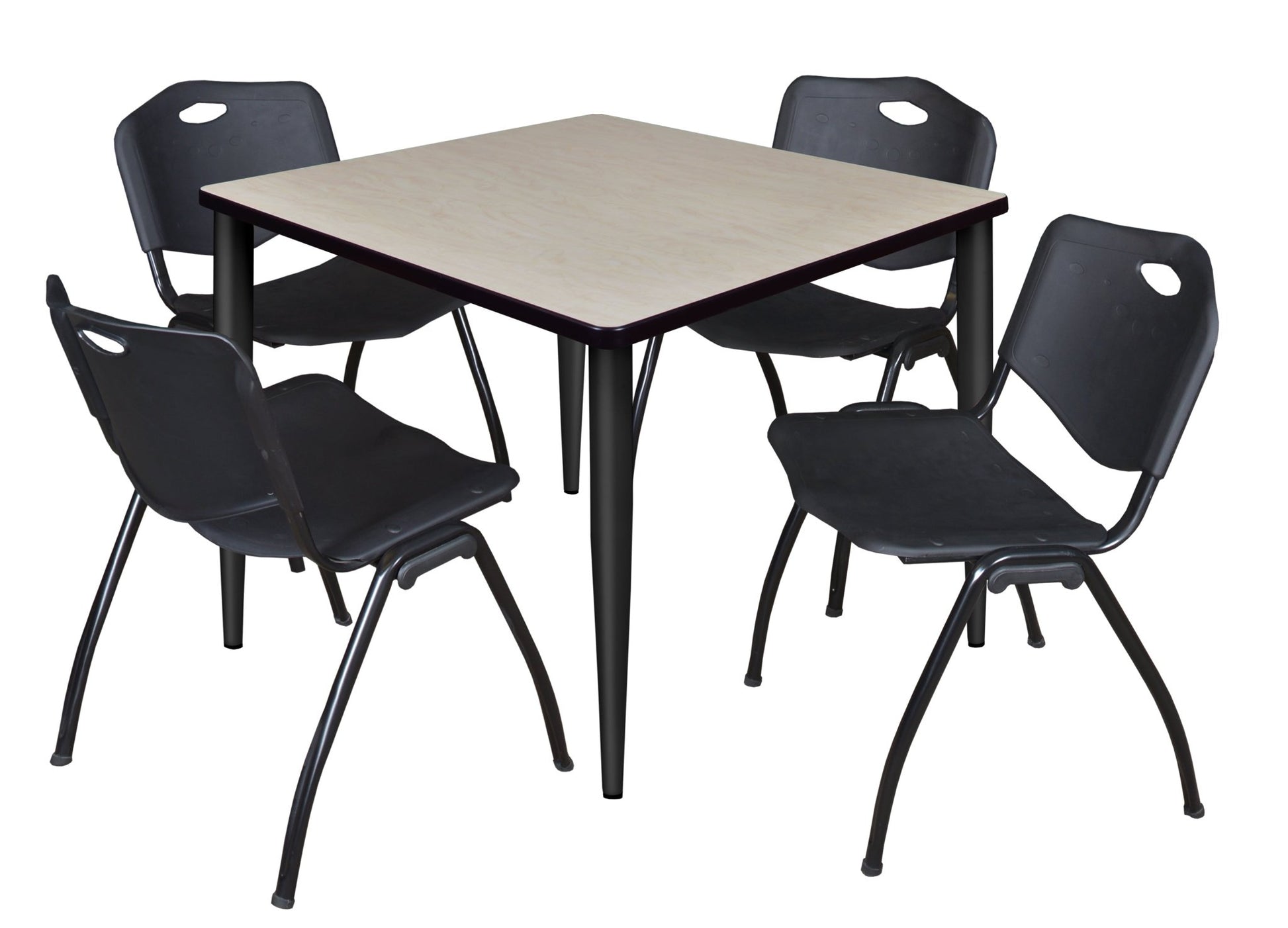 Regency Kahlo 42 in. Square Breakroom Table & 4 M Stack Chairs - SchoolOutlet