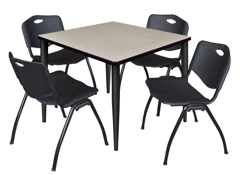 Regency Kahlo 42 in. Square Breakroom Table & 4 M Stack Chairs - SchoolOutlet