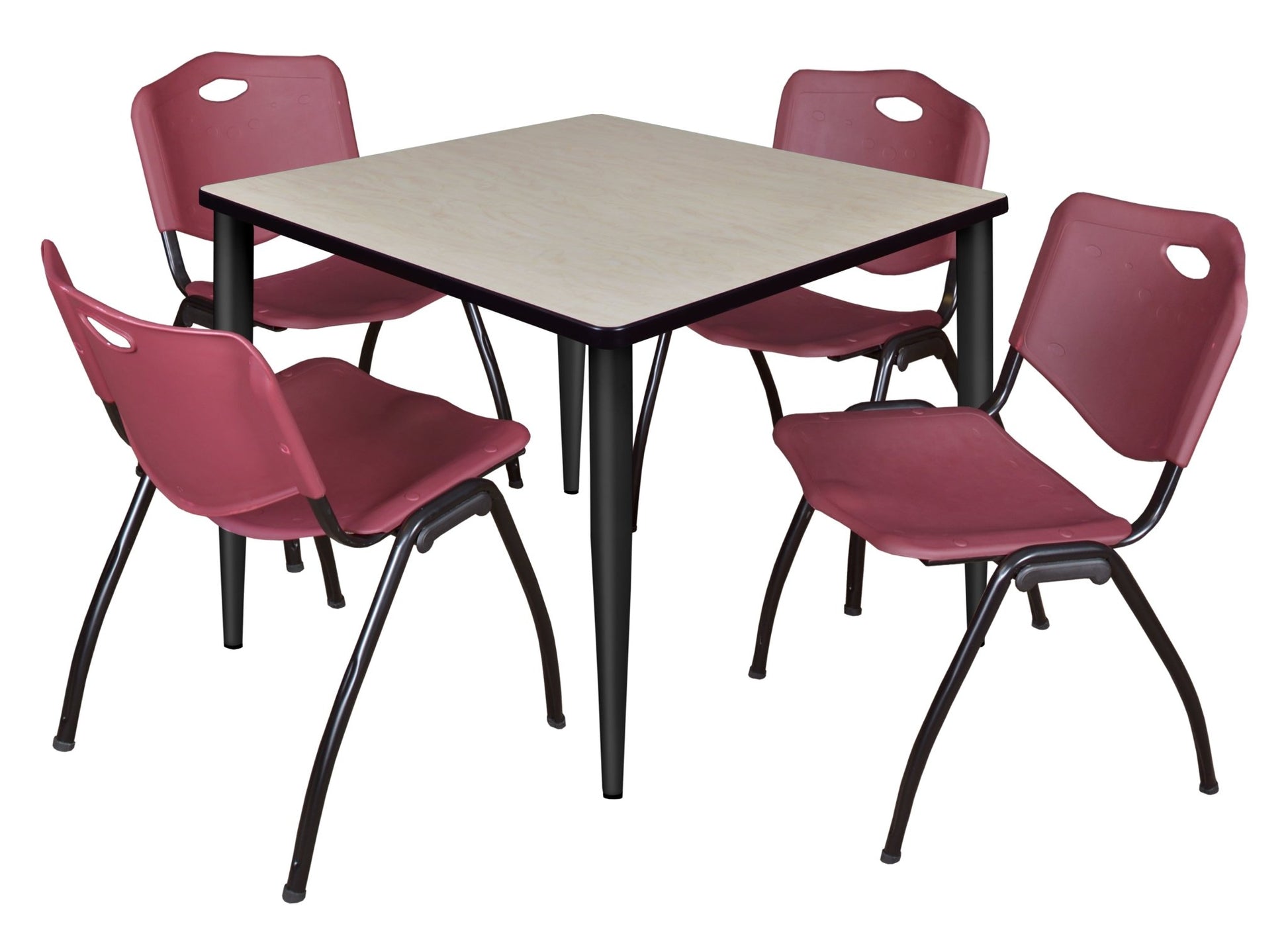 Regency Kahlo 42 in. Square Breakroom Table & 4 M Stack Chairs - SchoolOutlet