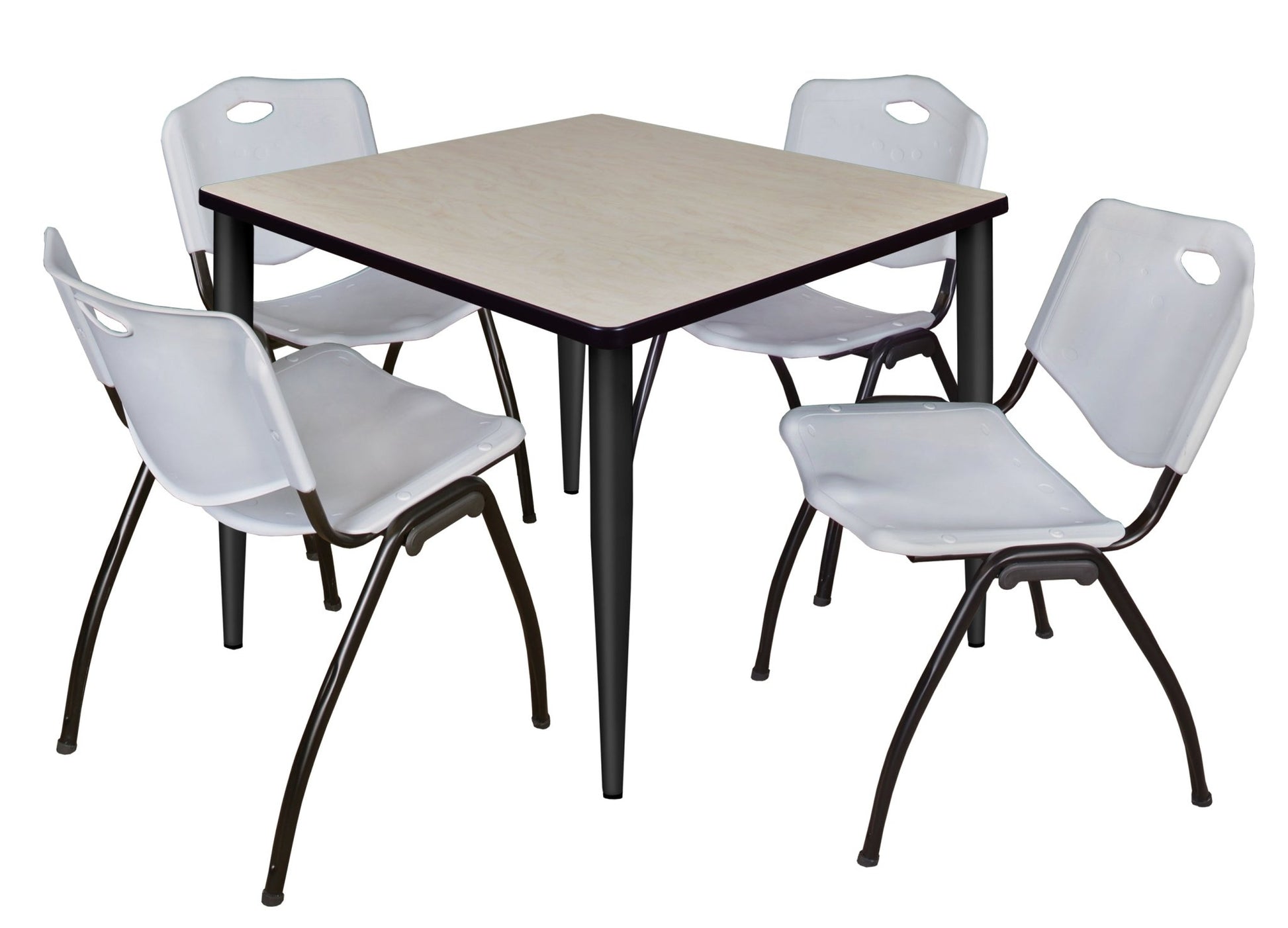 Regency Kahlo 42 in. Square Breakroom Table & 4 M Stack Chairs - SchoolOutlet