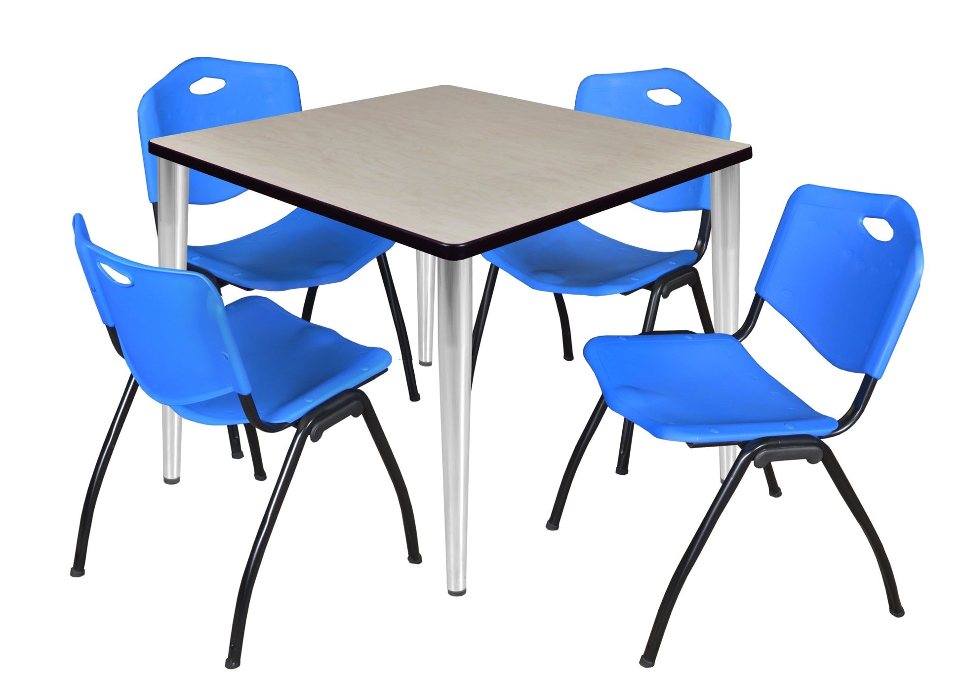 Regency Kahlo 42 in. Square Breakroom Table & 4 M Stack Chairs - SchoolOutlet