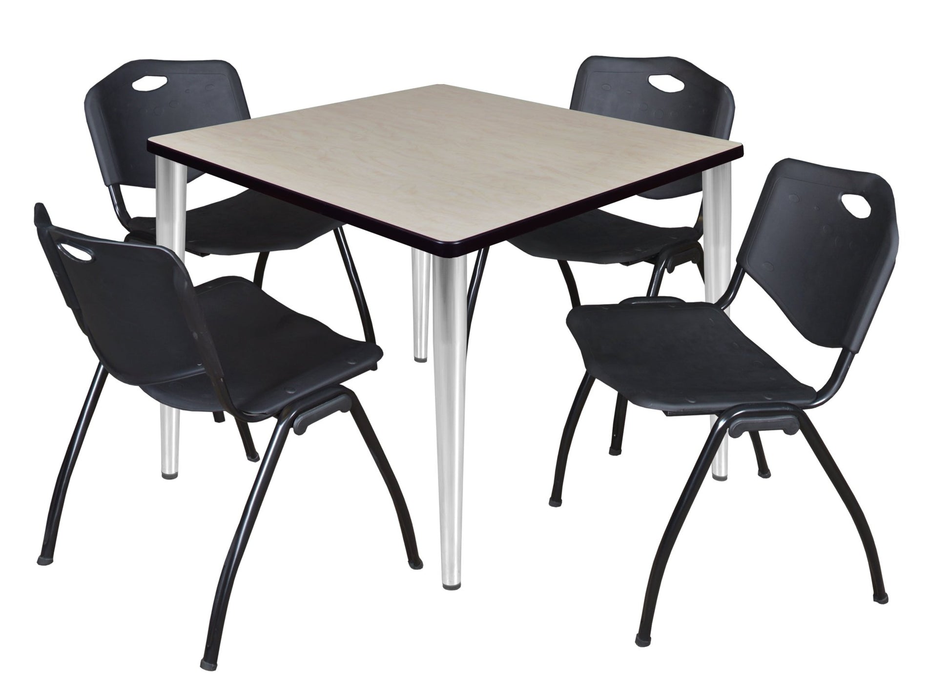 Regency Kahlo 42 in. Square Breakroom Table & 4 M Stack Chairs - SchoolOutlet