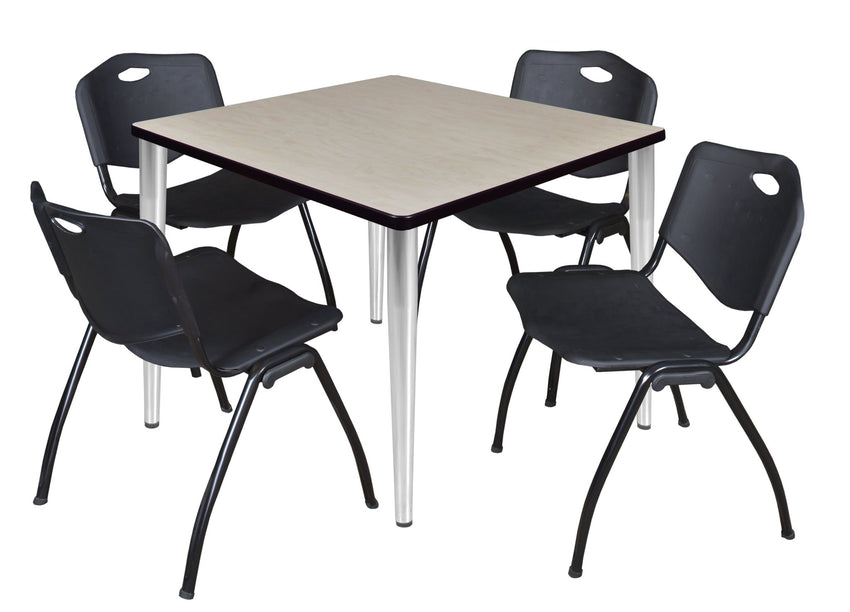Regency Kahlo 42 in. Square Breakroom Table & 4 M Stack Chairs - SchoolOutlet