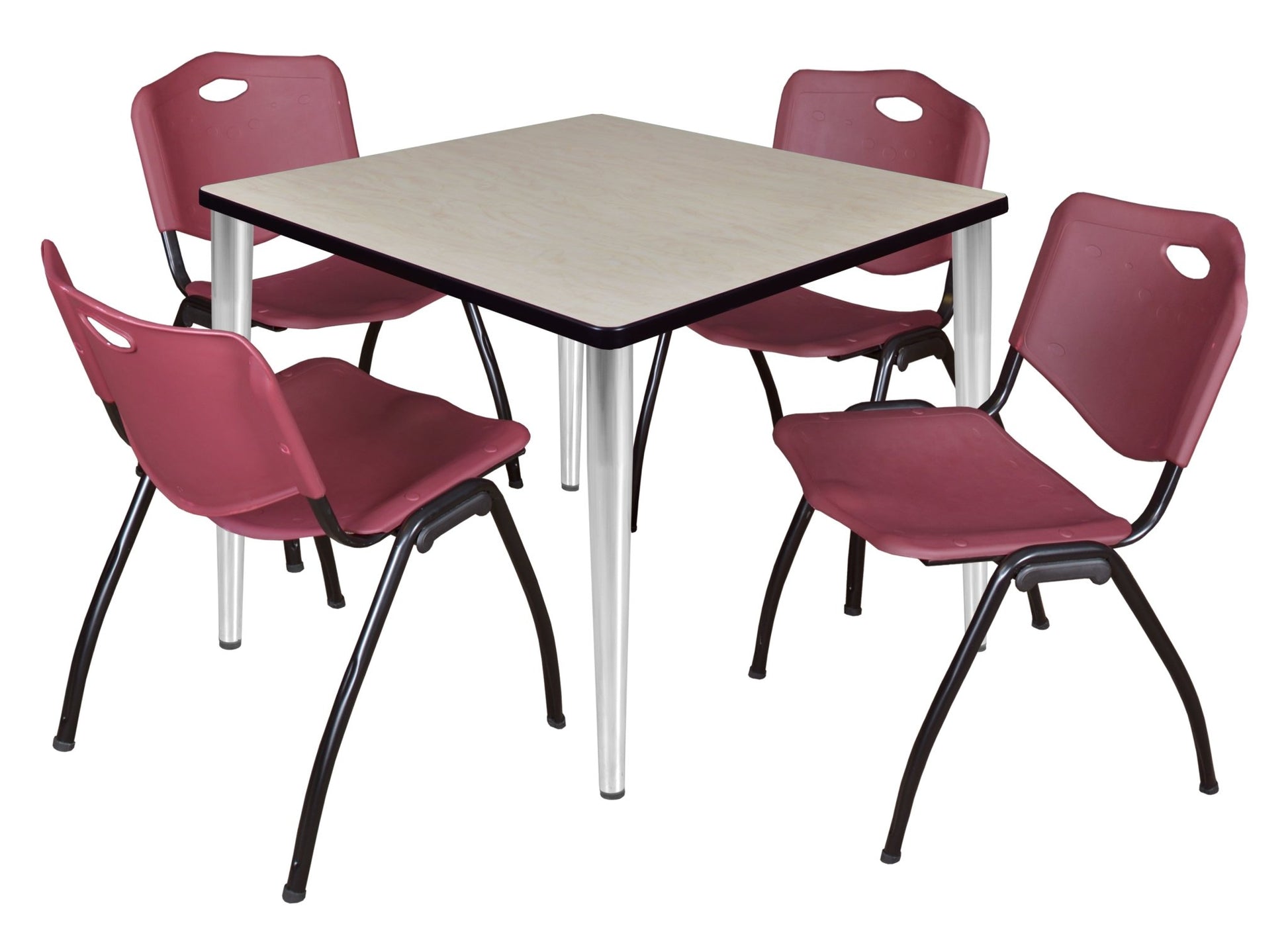 Regency Kahlo 42 in. Square Breakroom Table & 4 M Stack Chairs - SchoolOutlet
