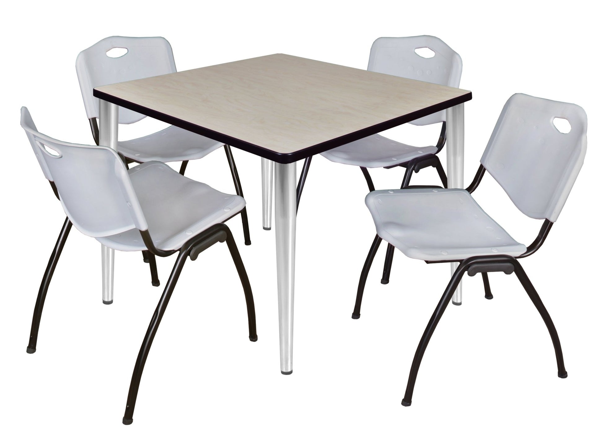 Regency Kahlo 42 in. Square Breakroom Table & 4 M Stack Chairs - SchoolOutlet