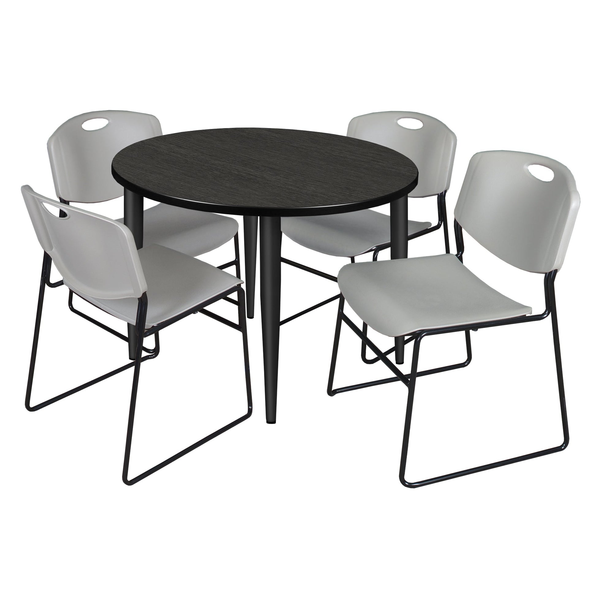 Regency Kahlo 42 in. Round Breakroom Table & 4 Zeng Stack Chairs - SchoolOutlet