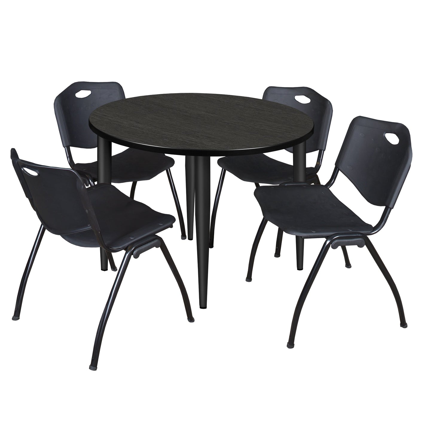 Regency Kahlo 42 in. Round Breakroom Table & 4 M Stack Chairs - SchoolOutlet