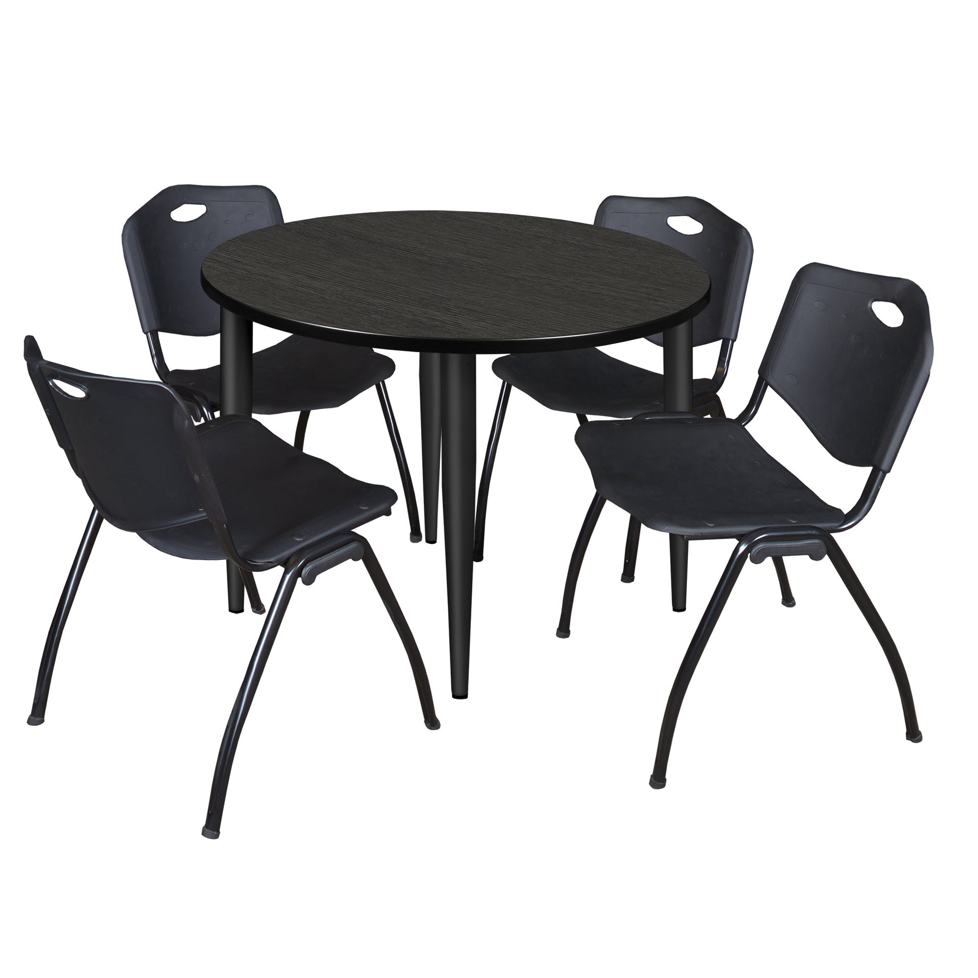 Regency Kahlo 42 in. Round Breakroom Table & 4 M Stack Chairs - SchoolOutlet