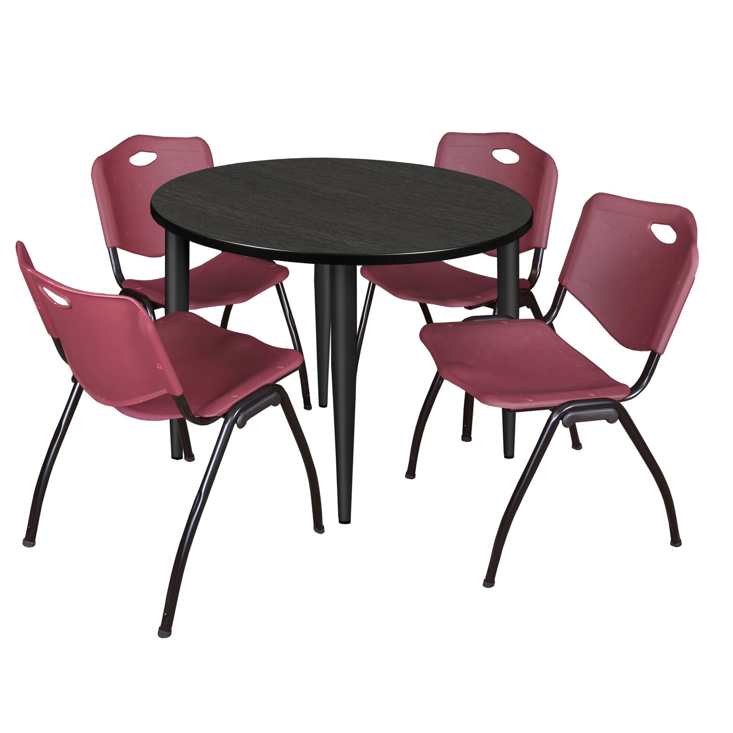 Regency Kahlo 42 in. Round Breakroom Table & 4 M Stack Chairs - SchoolOutlet