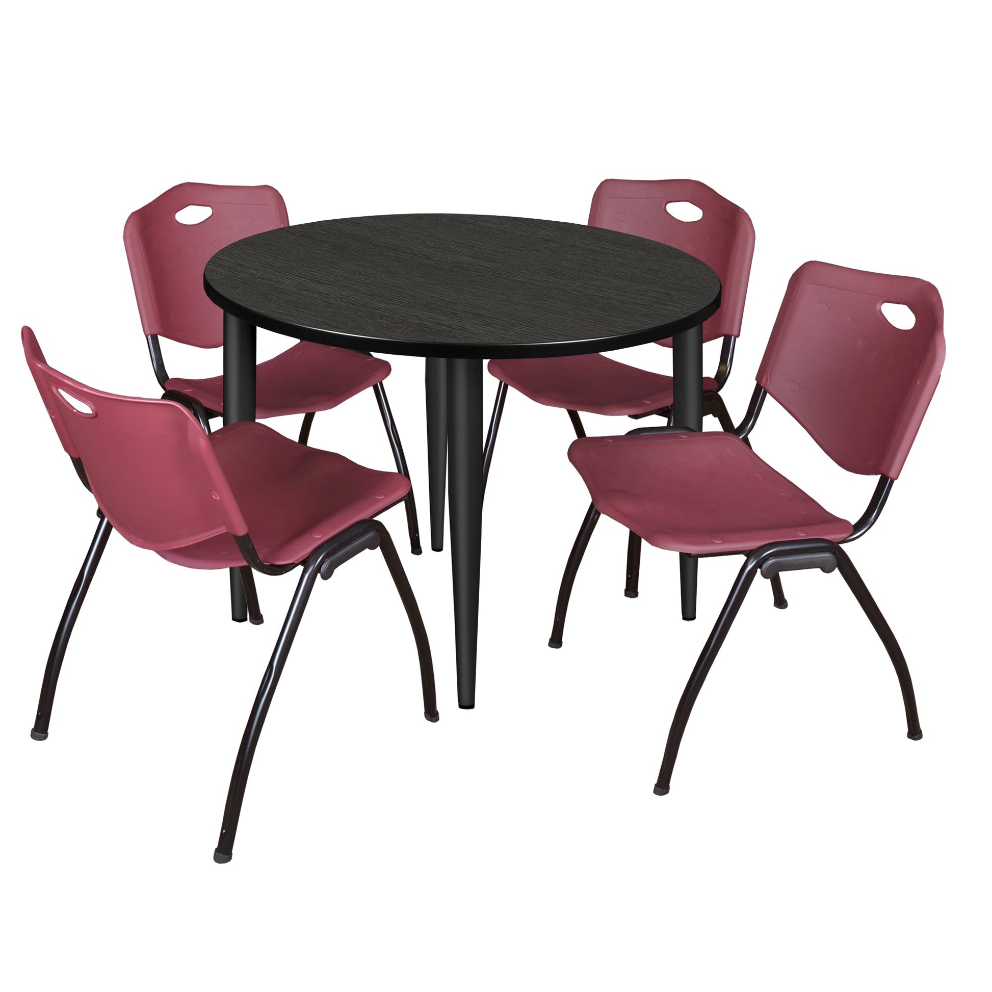 Regency Kahlo 42 in. Round Breakroom Table & 4 M Stack Chairs - SchoolOutlet