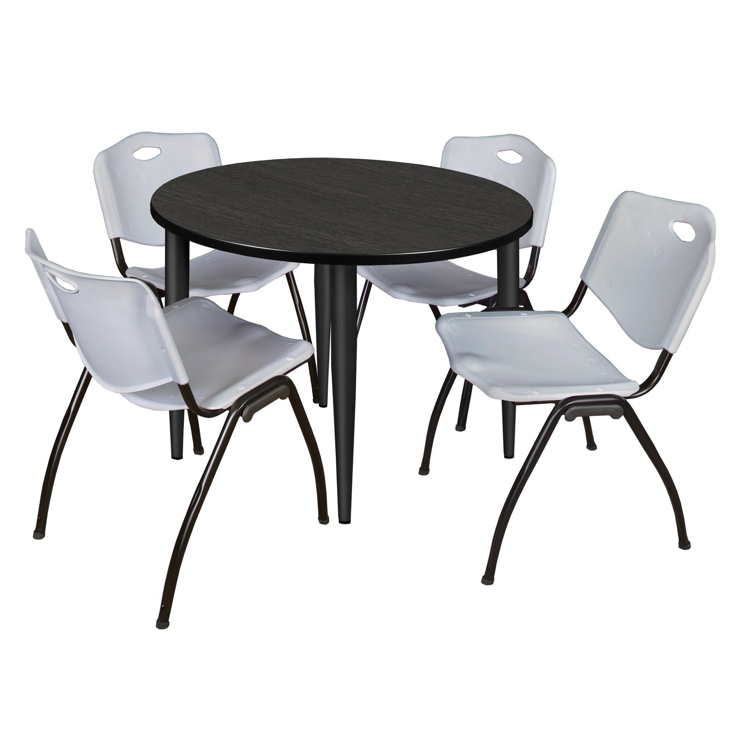 Regency Kahlo 42 in. Round Breakroom Table & 4 M Stack Chairs - SchoolOutlet