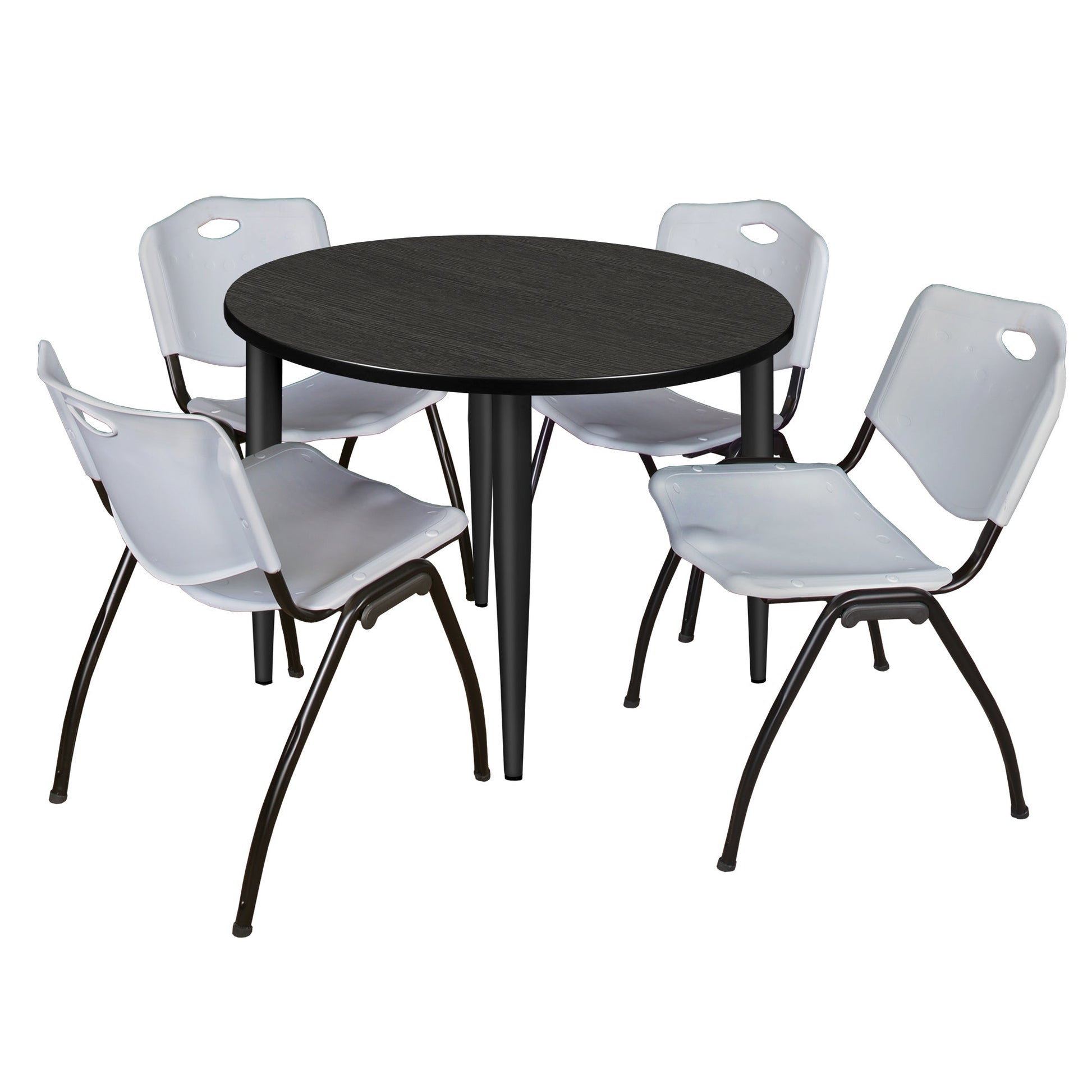 Regency Kahlo 42 in. Round Breakroom Table & 4 M Stack Chairs - SchoolOutlet