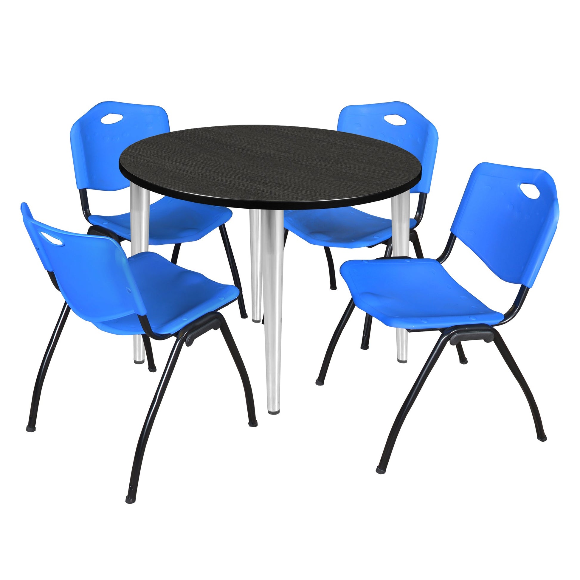 Regency Kahlo 42 in. Round Breakroom Table & 4 M Stack Chairs - SchoolOutlet