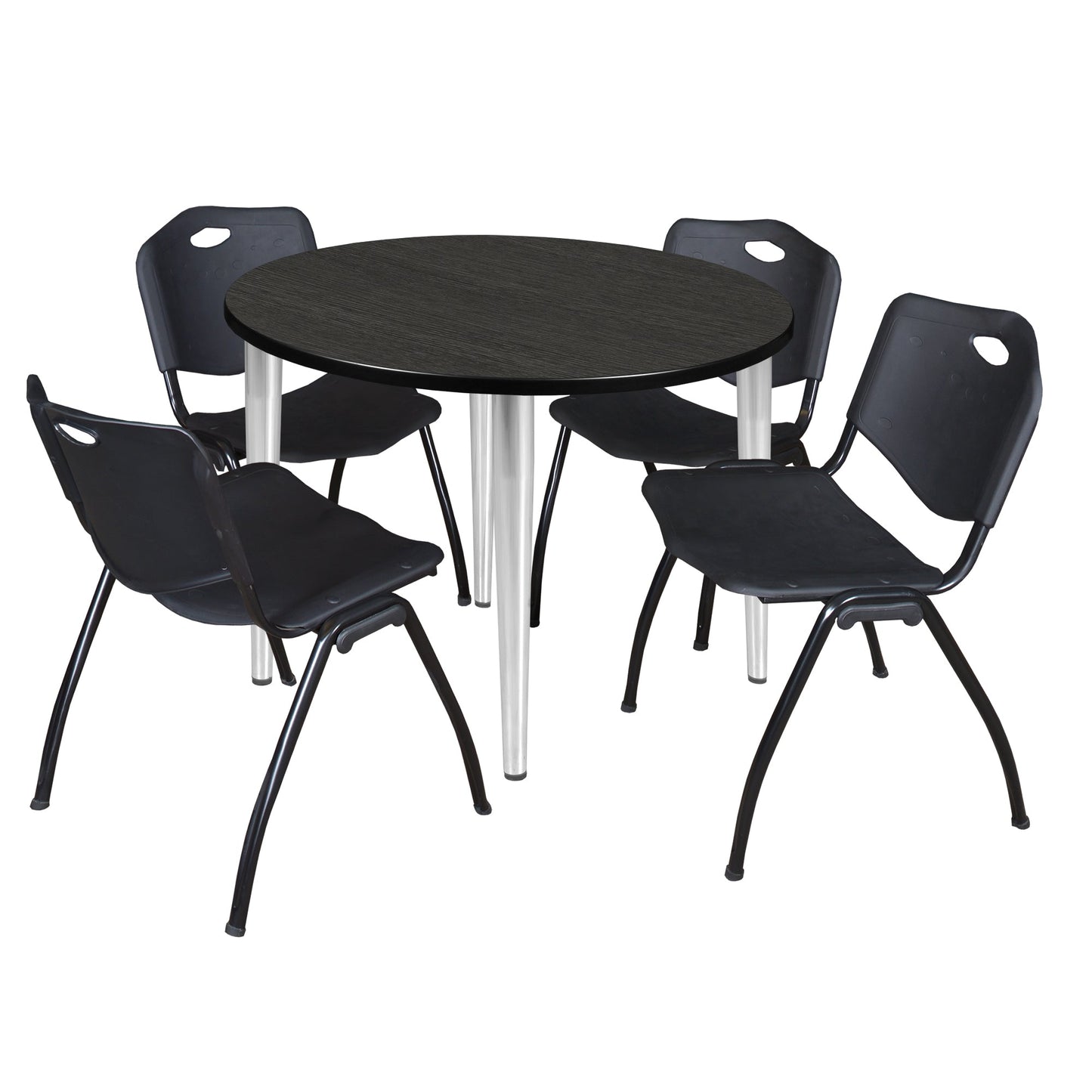 Regency Kahlo 42 in. Round Breakroom Table & 4 M Stack Chairs - SchoolOutlet