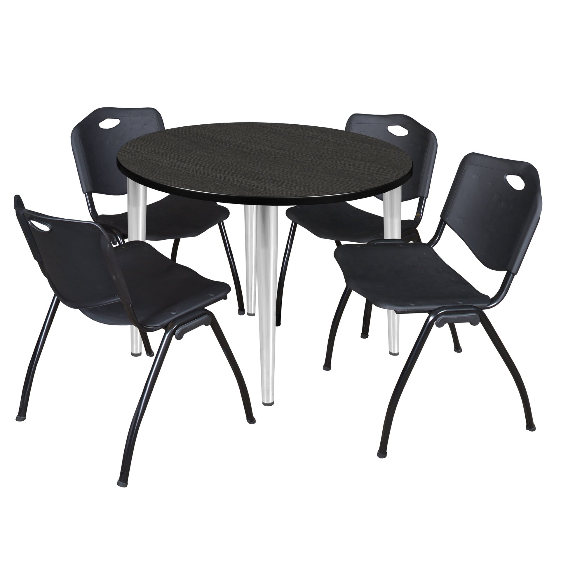 Regency Kahlo 42 in. Round Breakroom Table & 4 M Stack Chairs - SchoolOutlet