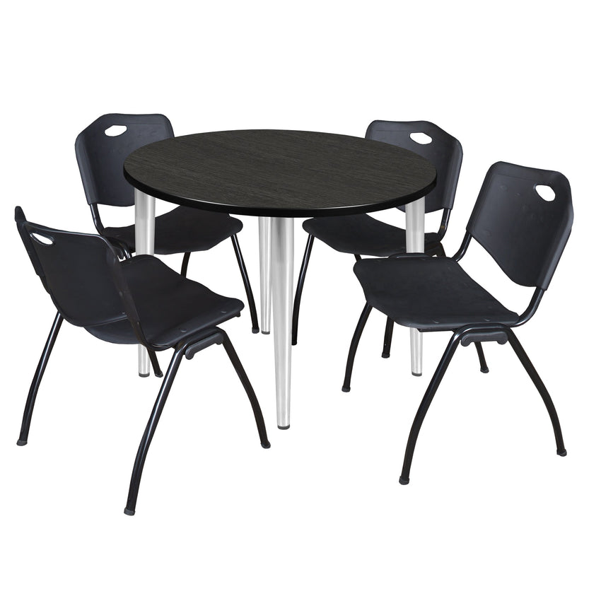 Regency Kahlo 42 in. Round Breakroom Table & 4 M Stack Chairs - SchoolOutlet