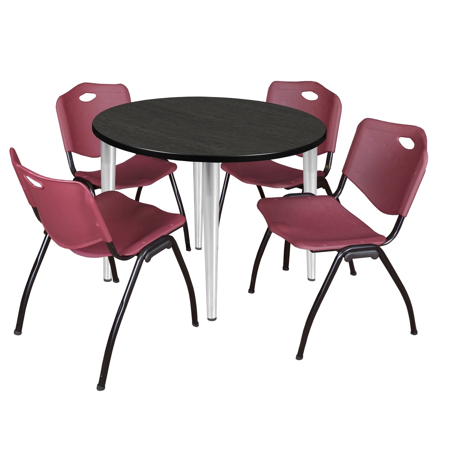 Regency Kahlo 42 in. Round Breakroom Table & 4 M Stack Chairs - SchoolOutlet