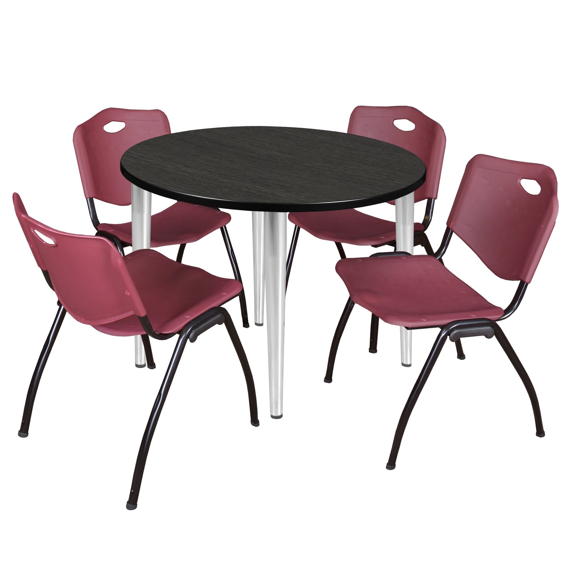 Regency Kahlo 42 in. Round Breakroom Table & 4 M Stack Chairs - SchoolOutlet