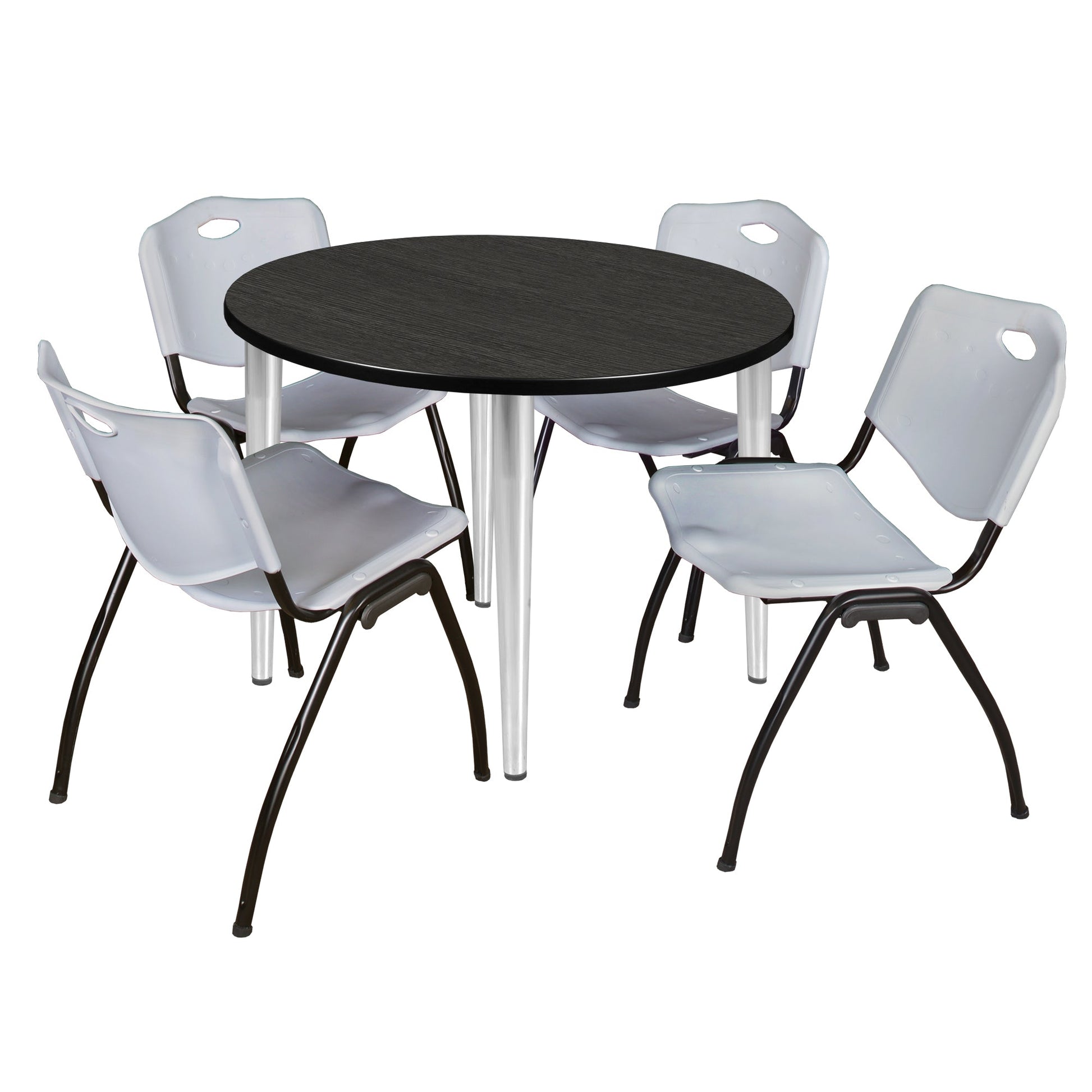 Regency Kahlo 42 in. Round Breakroom Table & 4 M Stack Chairs - SchoolOutlet