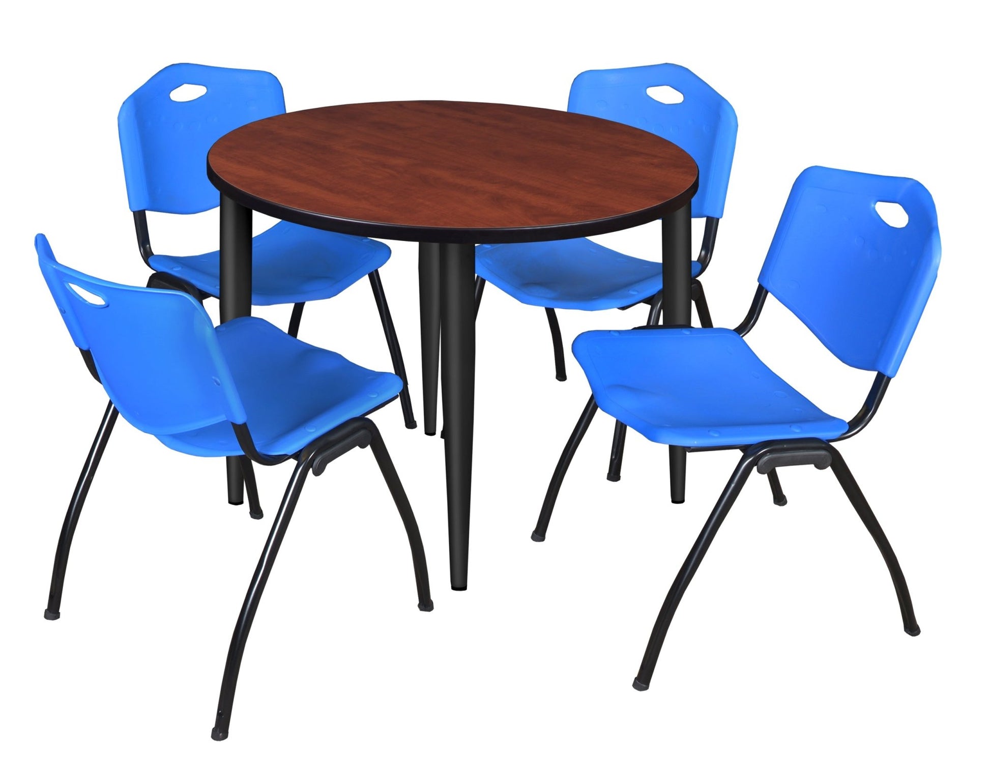 Regency Kahlo 42 in. Round Breakroom Table & 4 M Stack Chairs - SchoolOutlet