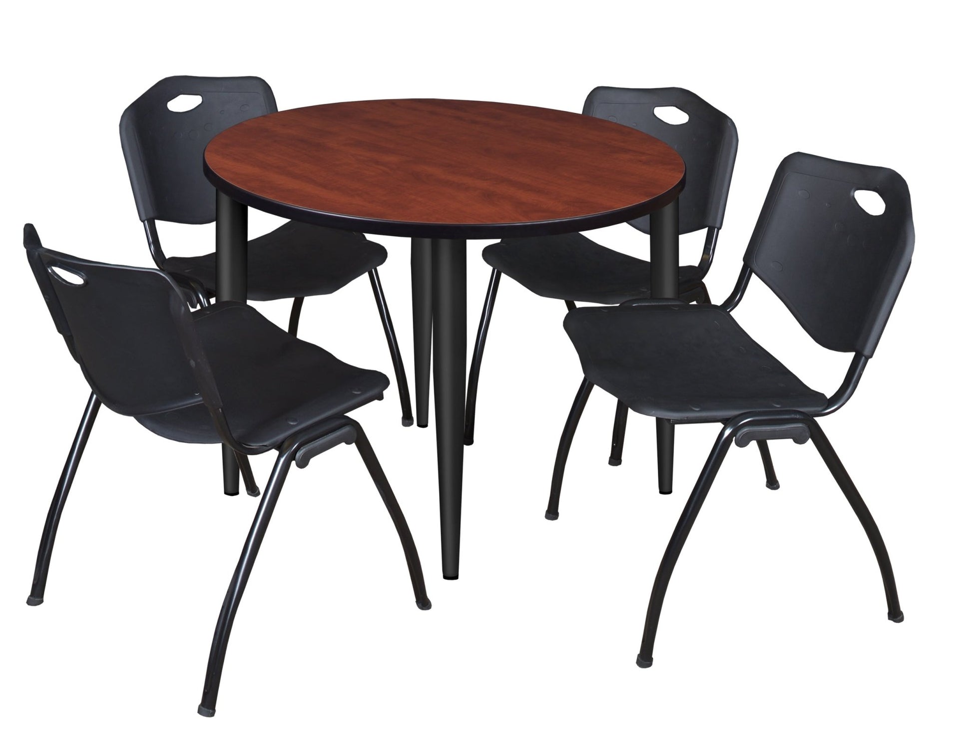 Regency Kahlo 42 in. Round Breakroom Table & 4 M Stack Chairs - SchoolOutlet