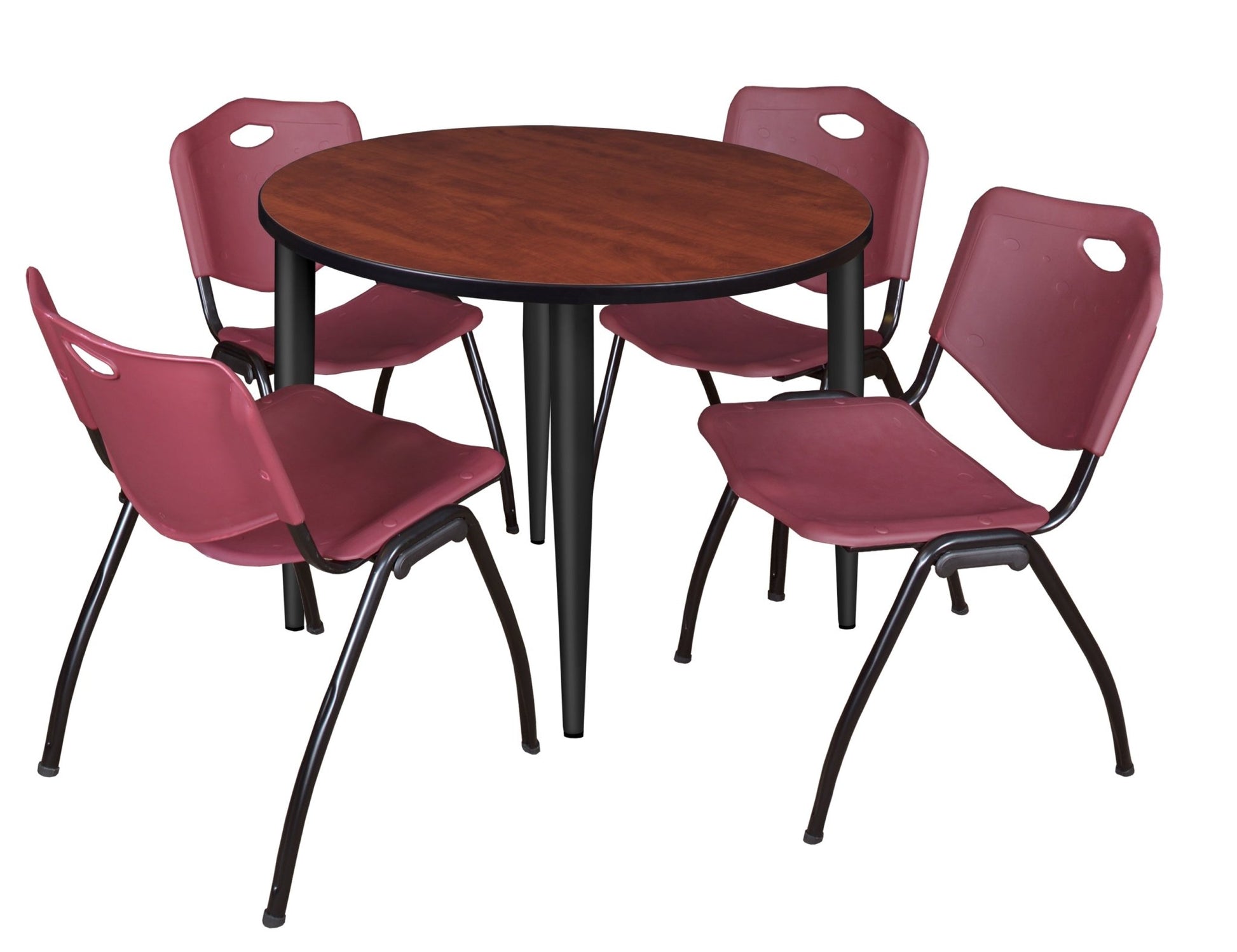 Regency Kahlo 42 in. Round Breakroom Table & 4 M Stack Chairs - SchoolOutlet