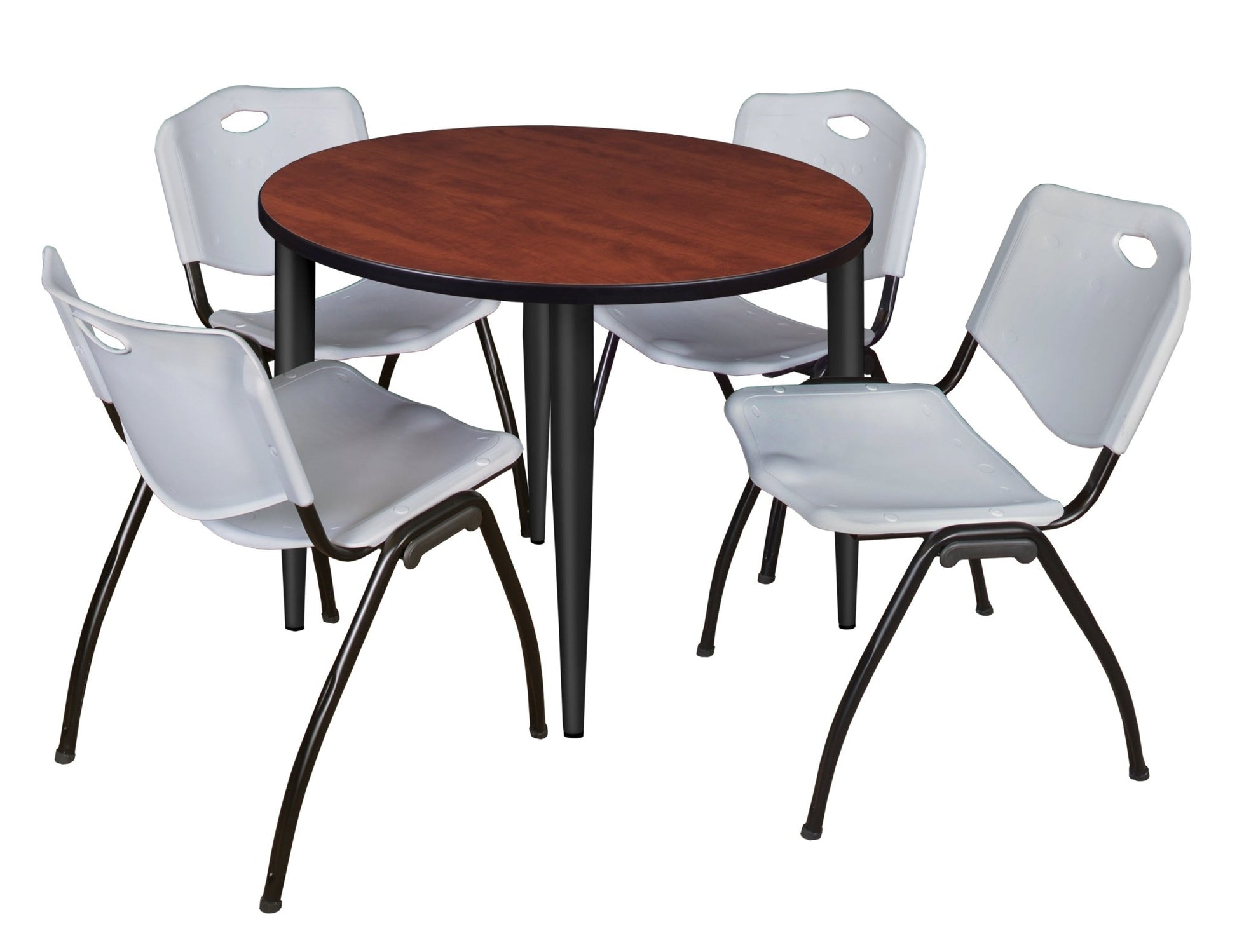 Regency Kahlo 42 in. Round Breakroom Table & 4 M Stack Chairs - SchoolOutlet