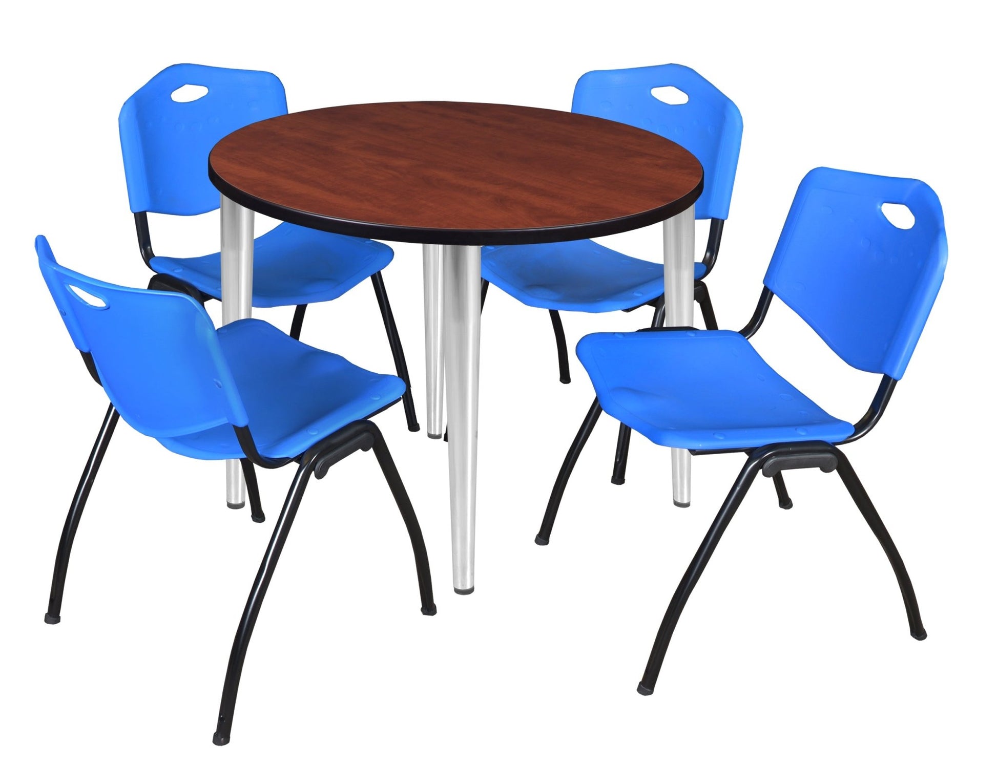 Regency Kahlo 42 in. Round Breakroom Table & 4 M Stack Chairs - SchoolOutlet