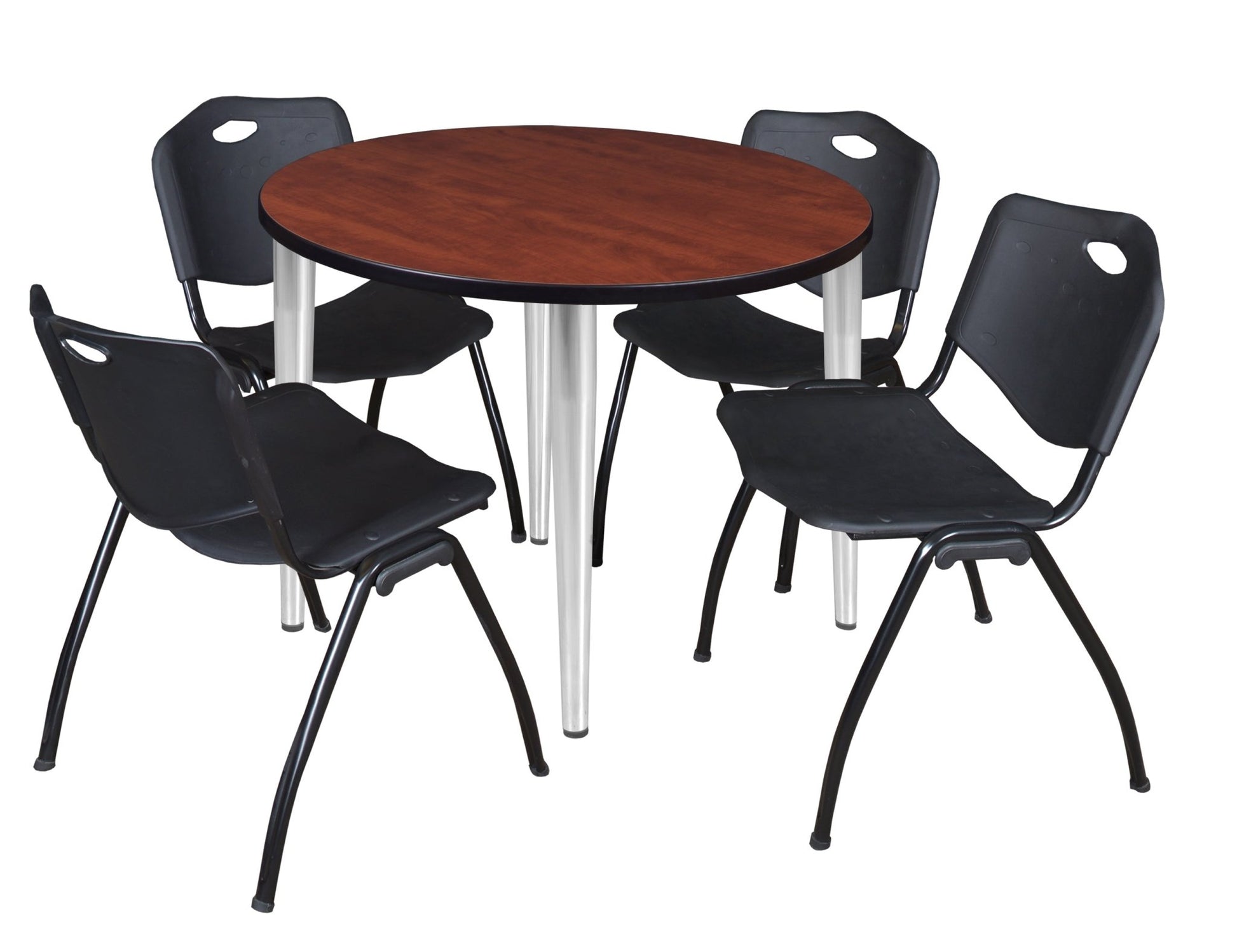 Regency Kahlo 42 in. Round Breakroom Table & 4 M Stack Chairs - SchoolOutlet