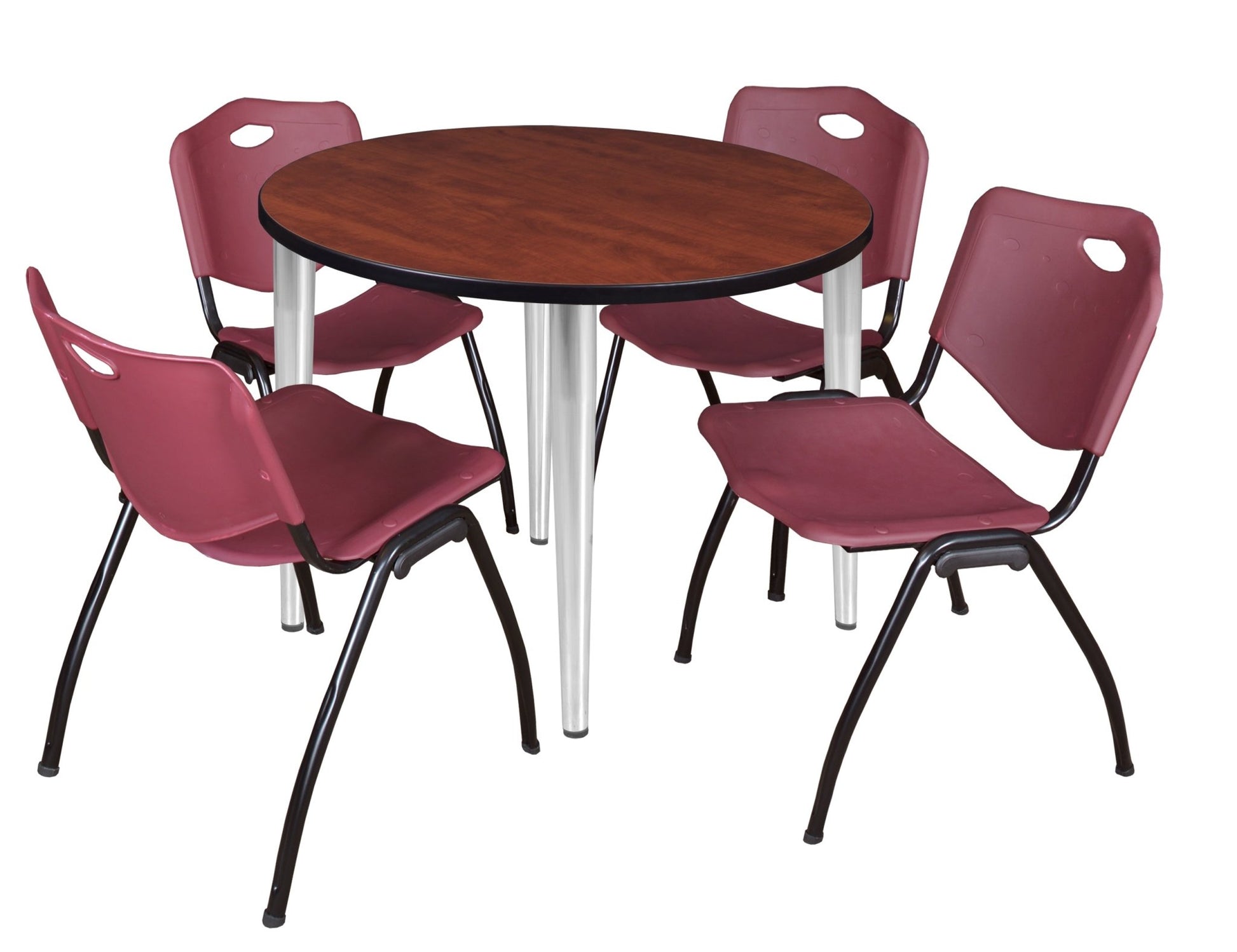 Regency Kahlo 42 in. Round Breakroom Table & 4 M Stack Chairs - SchoolOutlet