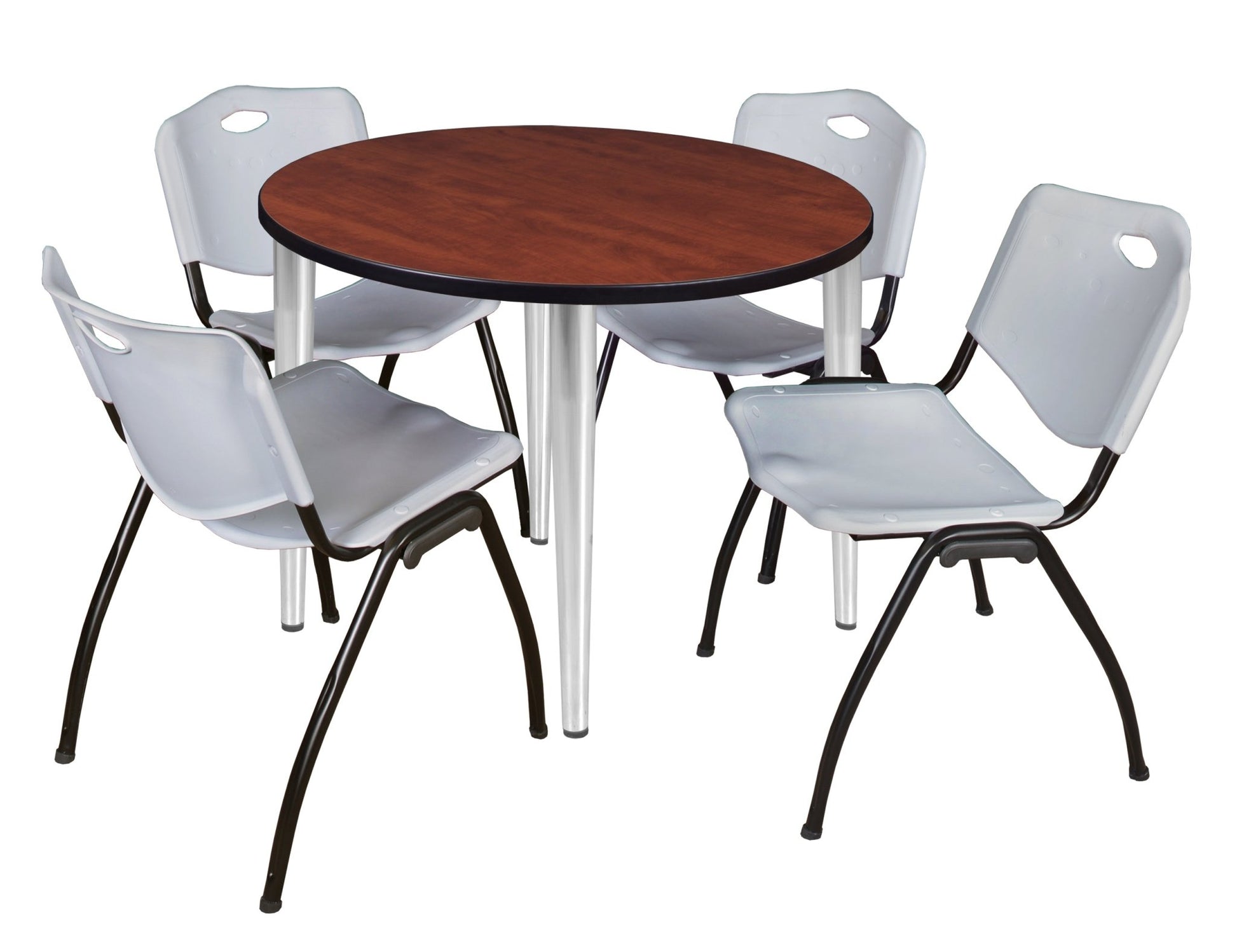 Regency Kahlo 42 in. Round Breakroom Table & 4 M Stack Chairs - SchoolOutlet