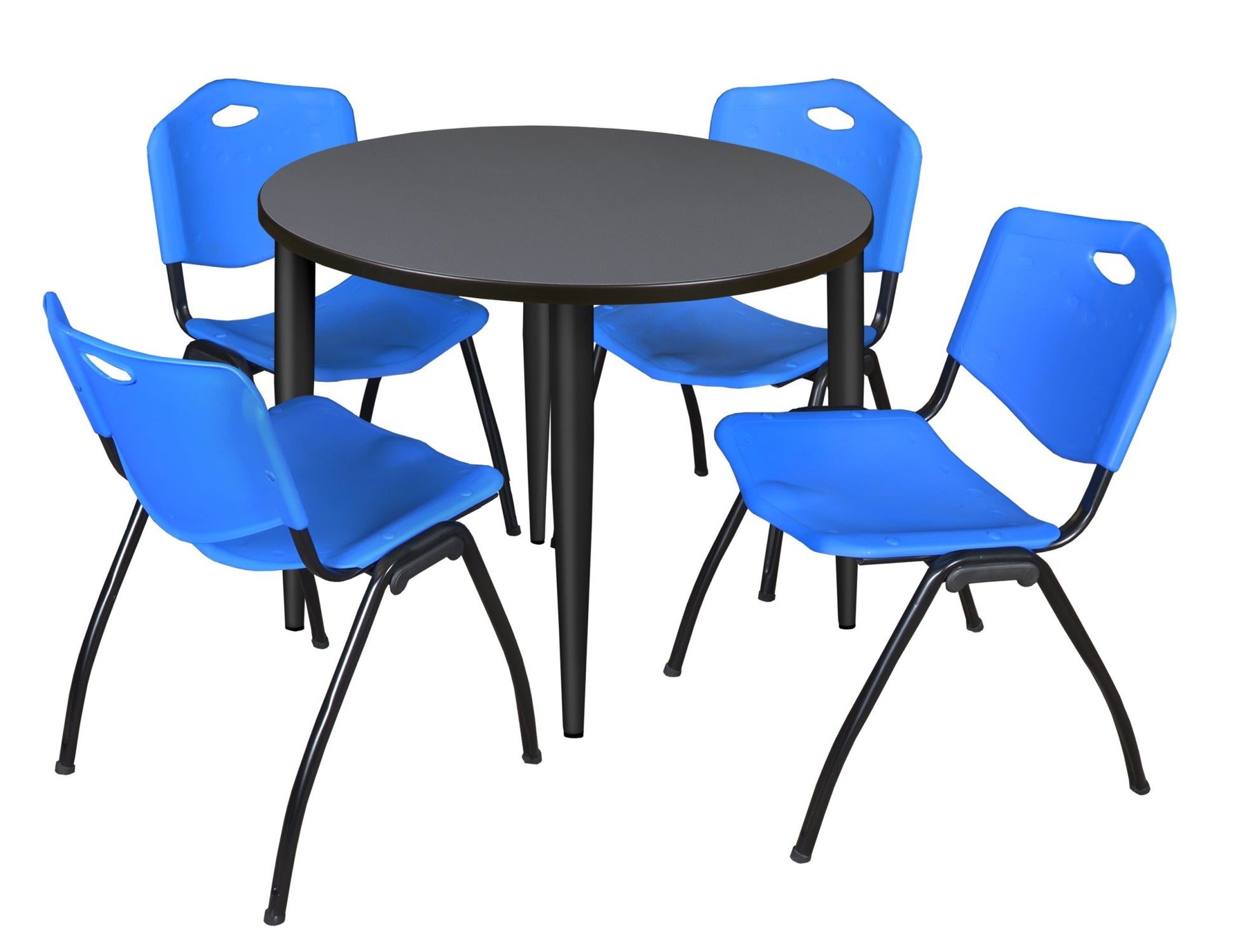 Regency Kahlo 42 in. Round Breakroom Table & 4 M Stack Chairs - SchoolOutlet