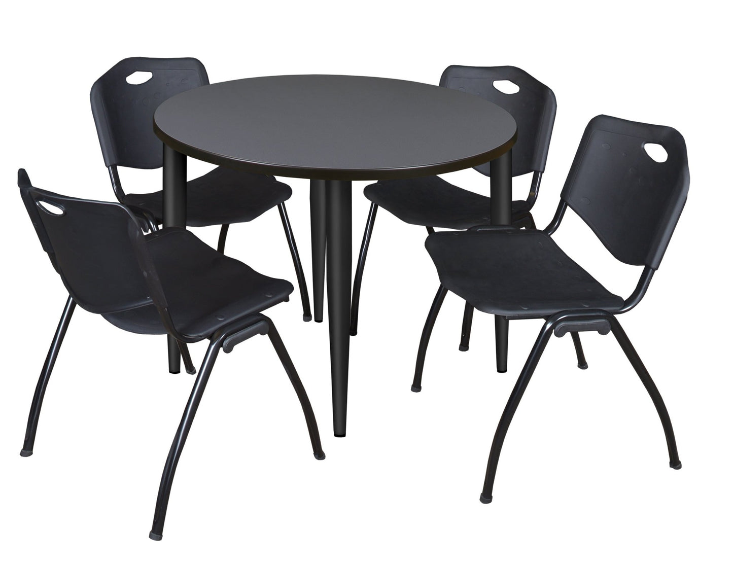 Regency Kahlo 42 in. Round Breakroom Table & 4 M Stack Chairs - SchoolOutlet