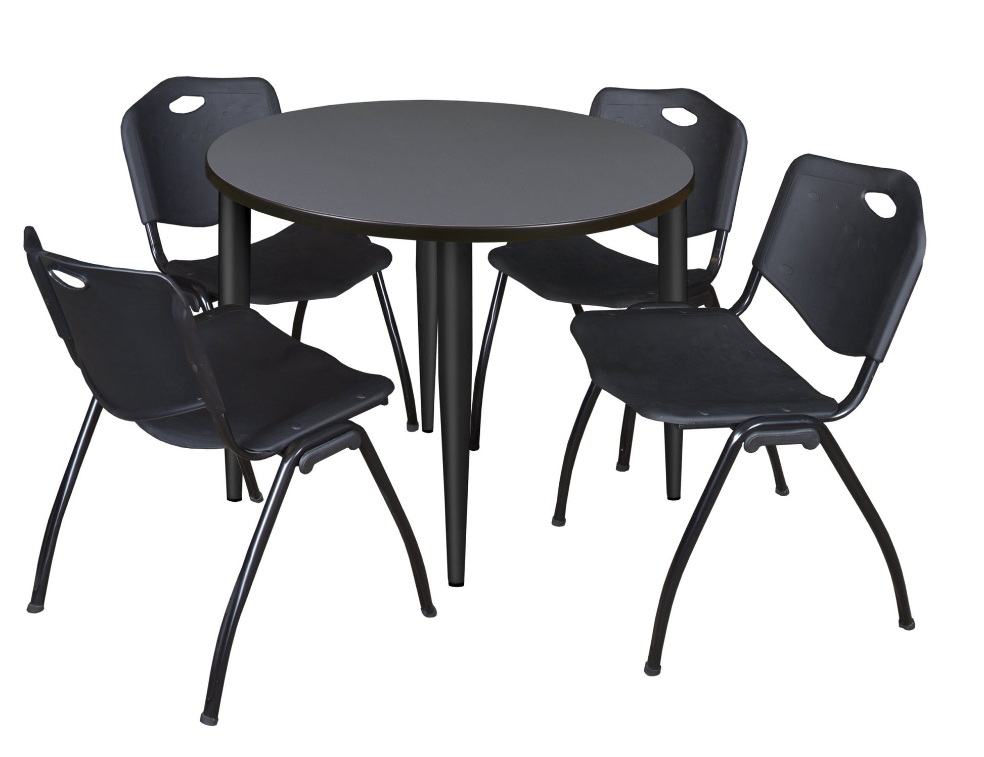 Regency Kahlo 42 in. Round Breakroom Table & 4 M Stack Chairs - SchoolOutlet