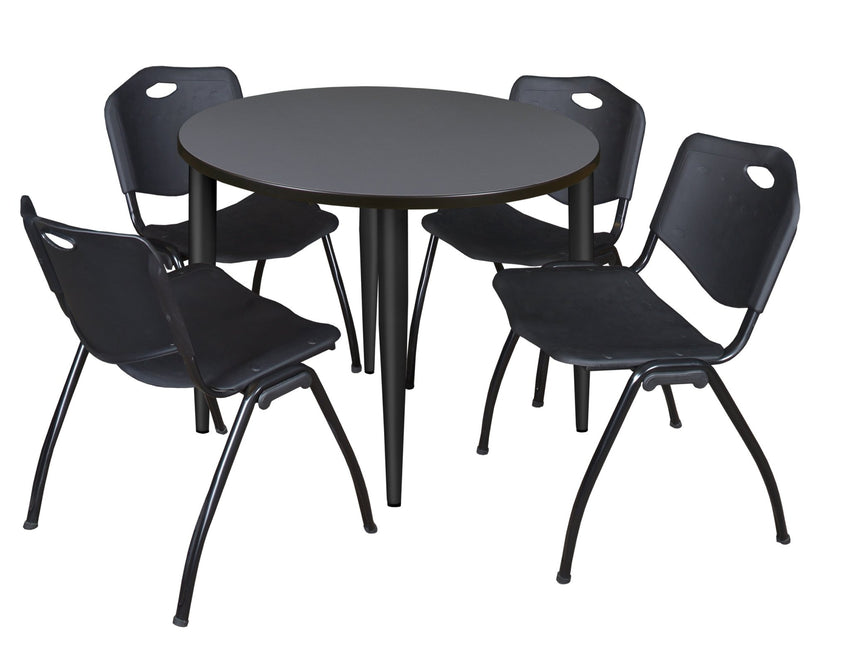 Regency Kahlo 42 in. Round Breakroom Table & 4 M Stack Chairs - SchoolOutlet