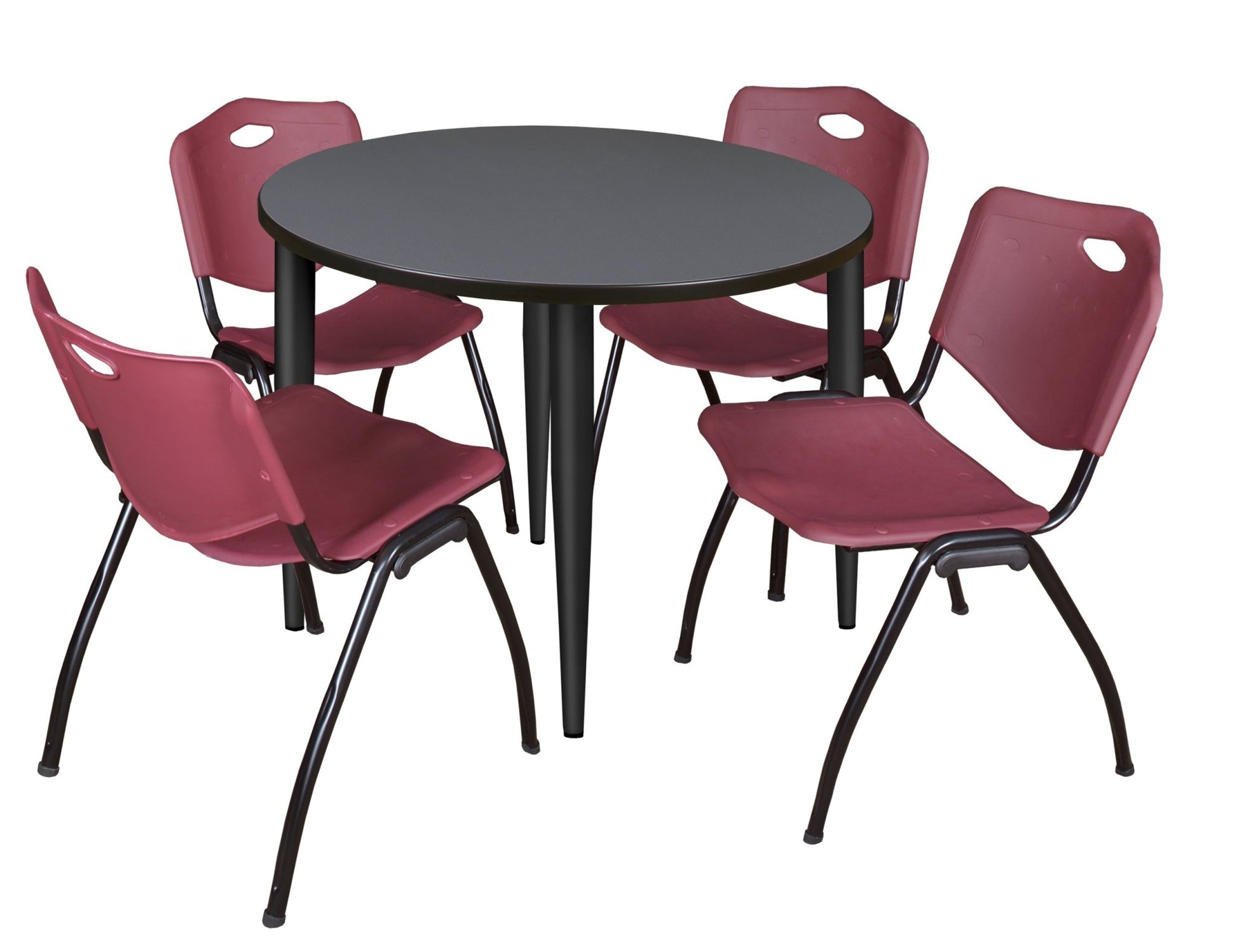 Regency Kahlo 42 in. Round Breakroom Table & 4 M Stack Chairs - SchoolOutlet