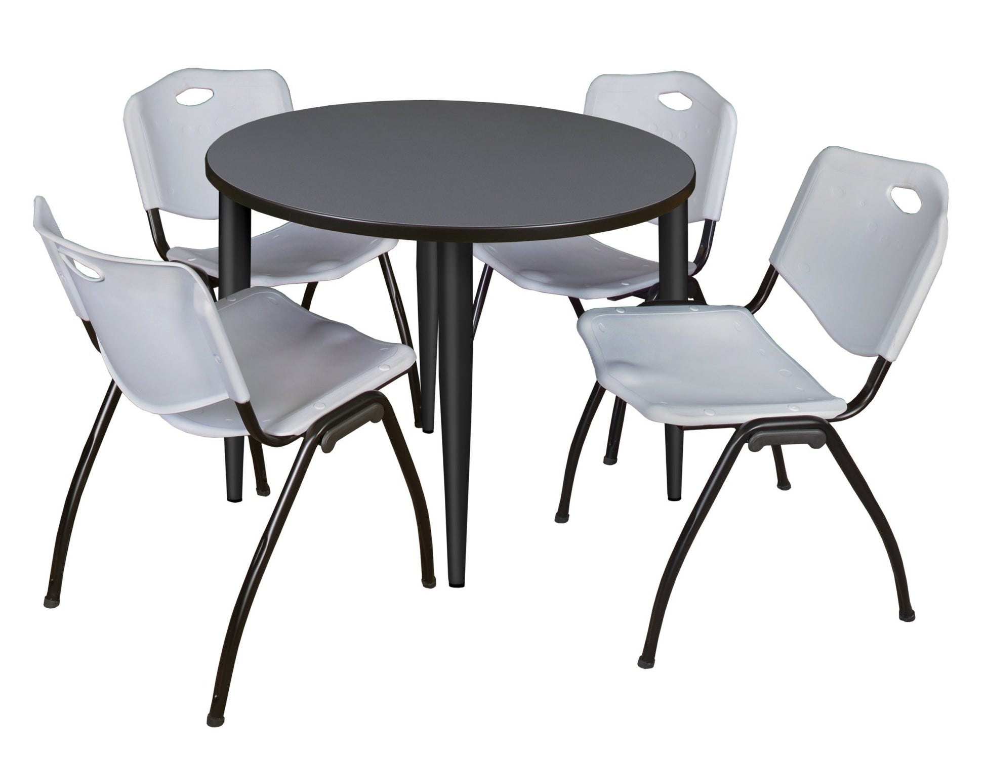 Regency Kahlo 42 in. Round Breakroom Table & 4 M Stack Chairs - SchoolOutlet