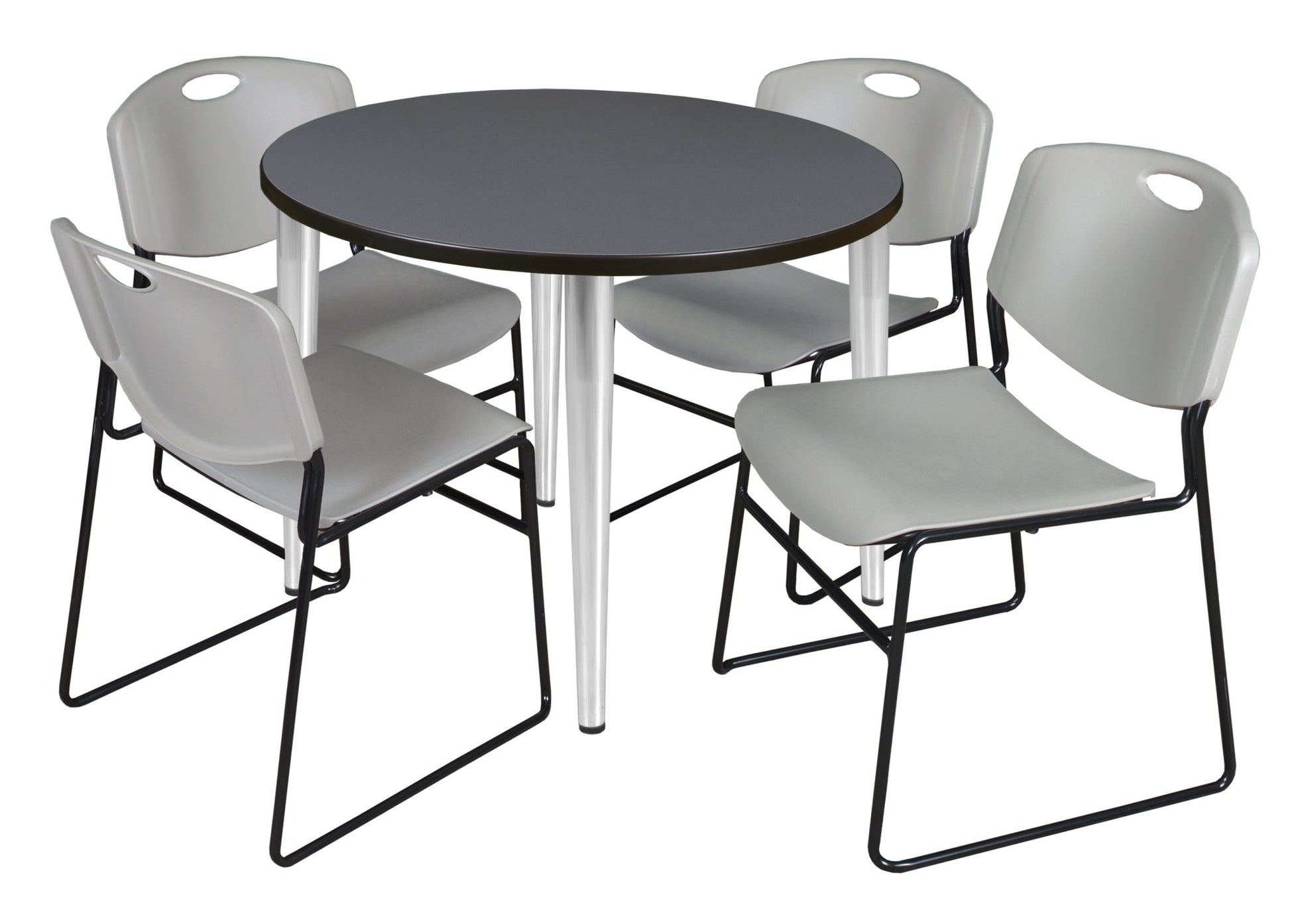 Regency Kahlo 42 in. Round Breakroom Table & 4 Zeng Stack Chairs - SchoolOutlet