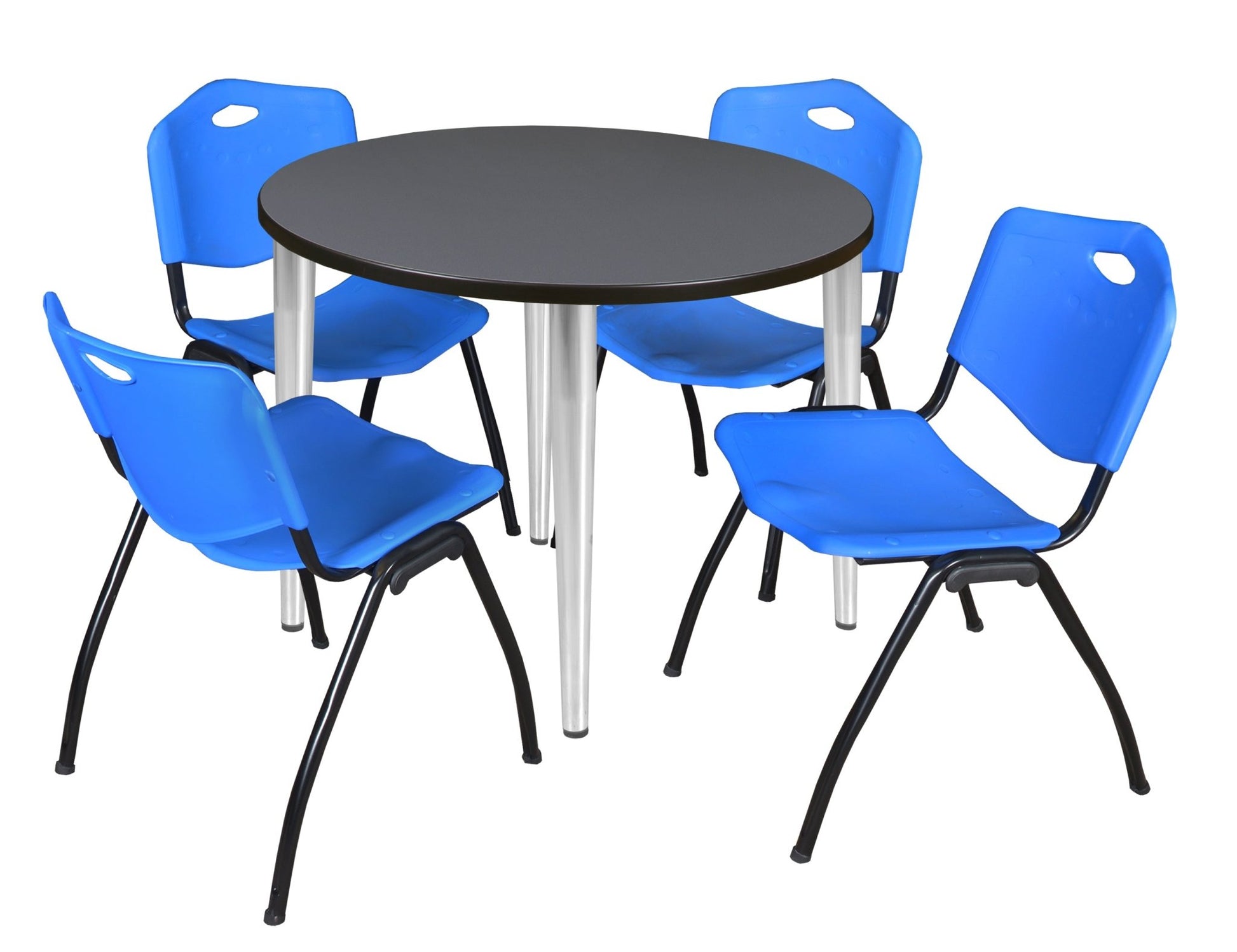 Regency Kahlo 42 in. Round Breakroom Table & 4 M Stack Chairs - SchoolOutlet