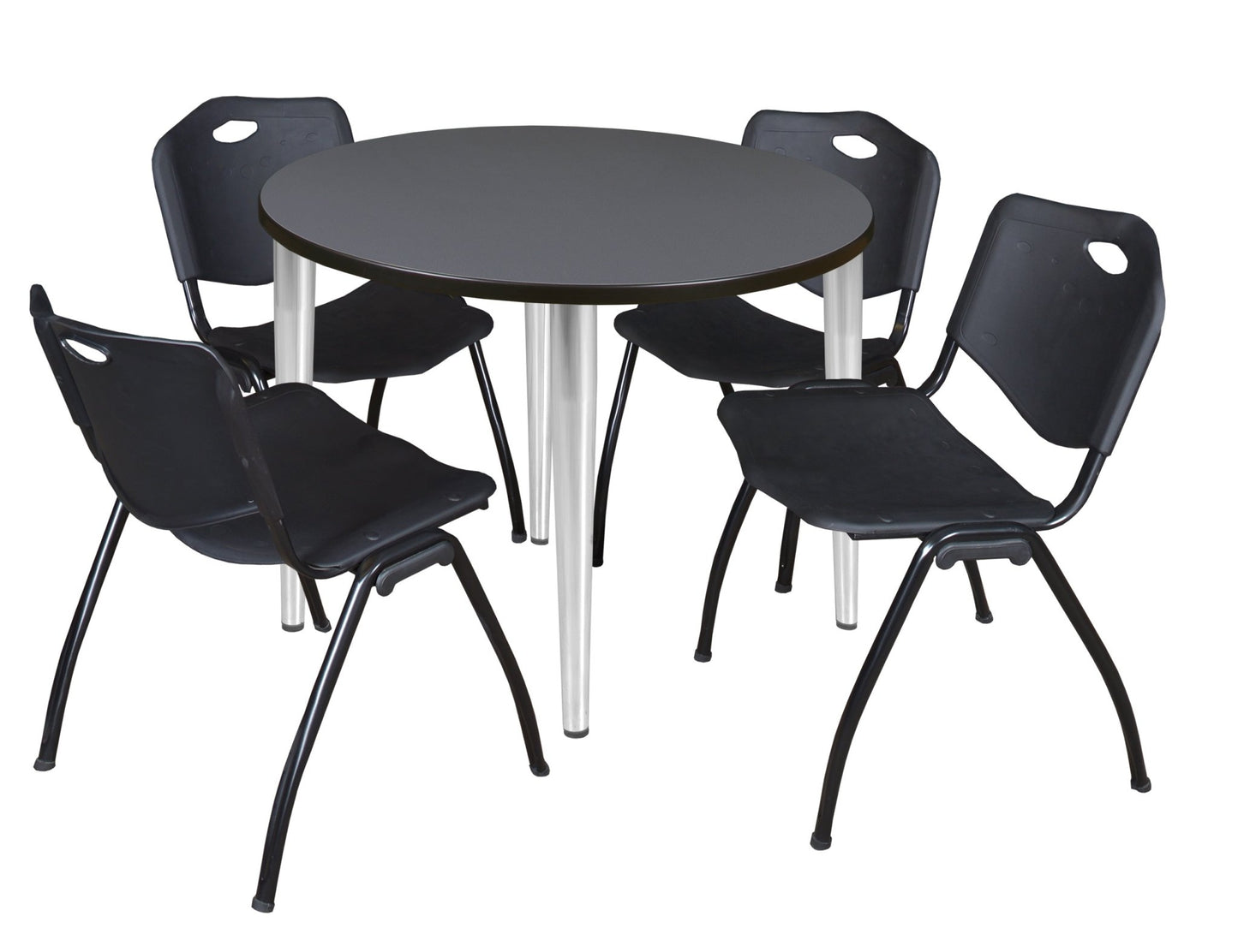 Regency Kahlo 42 in. Round Breakroom Table & 4 M Stack Chairs - SchoolOutlet