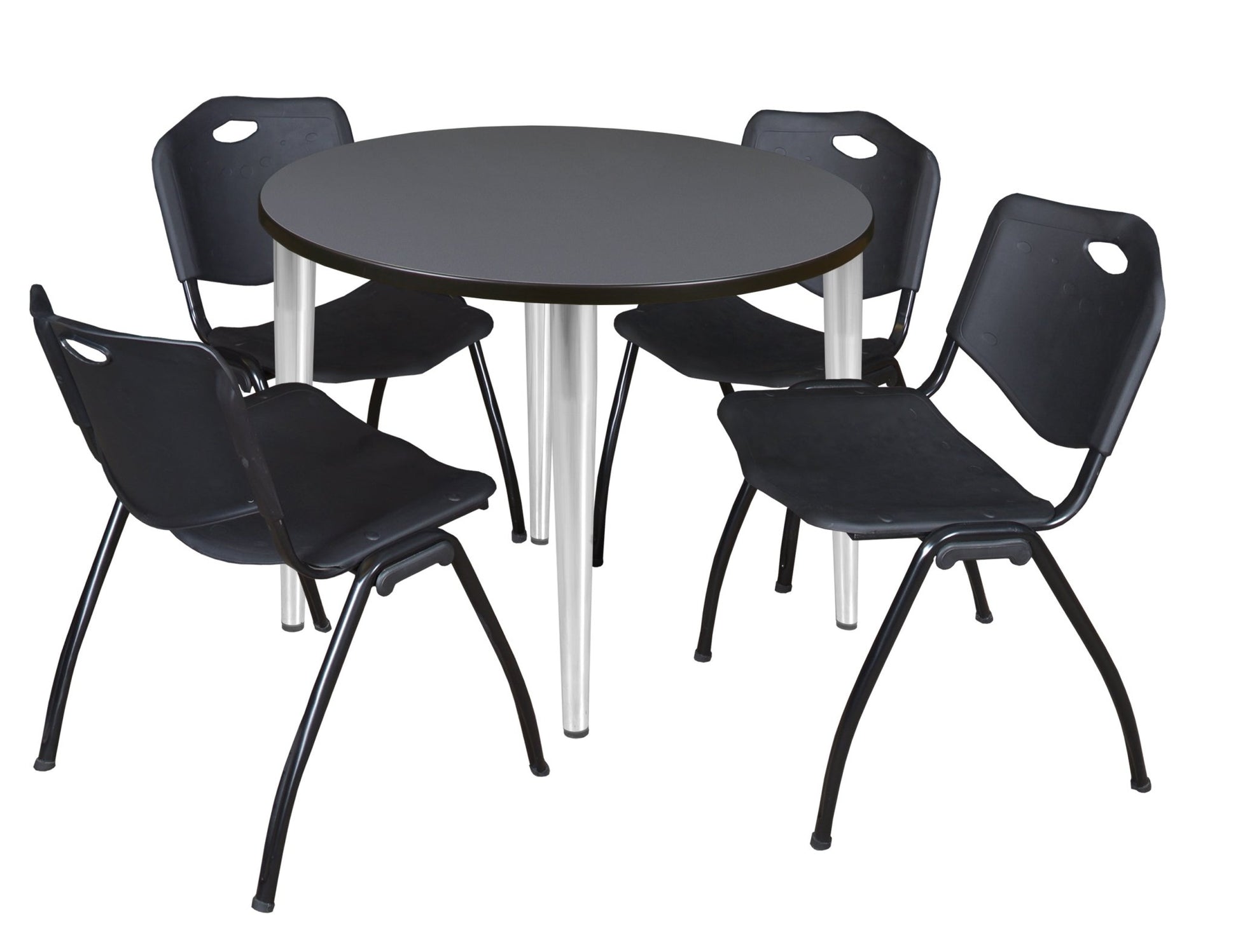Regency Kahlo 42 in. Round Breakroom Table & 4 M Stack Chairs - SchoolOutlet