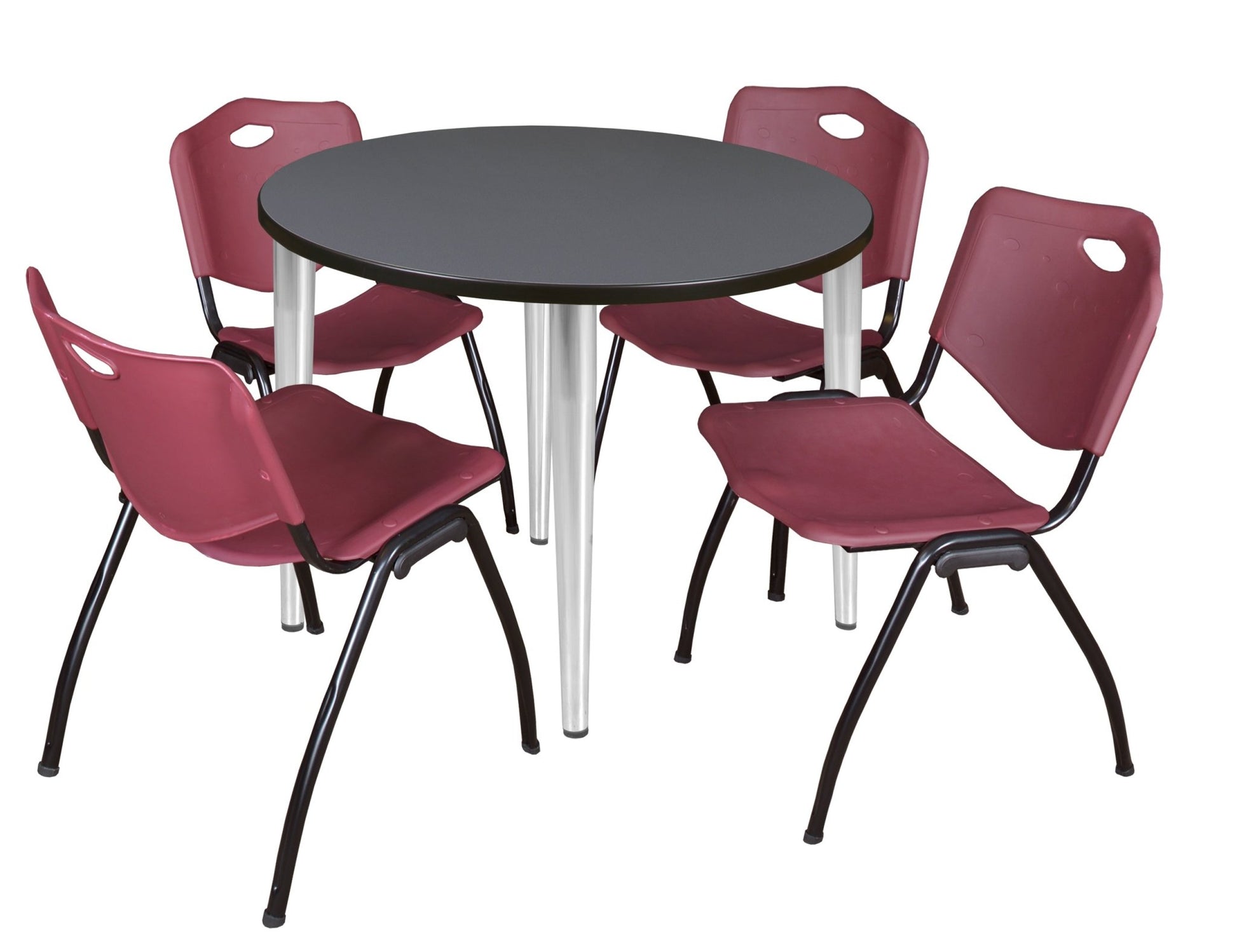 Regency Kahlo 42 in. Round Breakroom Table & 4 M Stack Chairs - SchoolOutlet