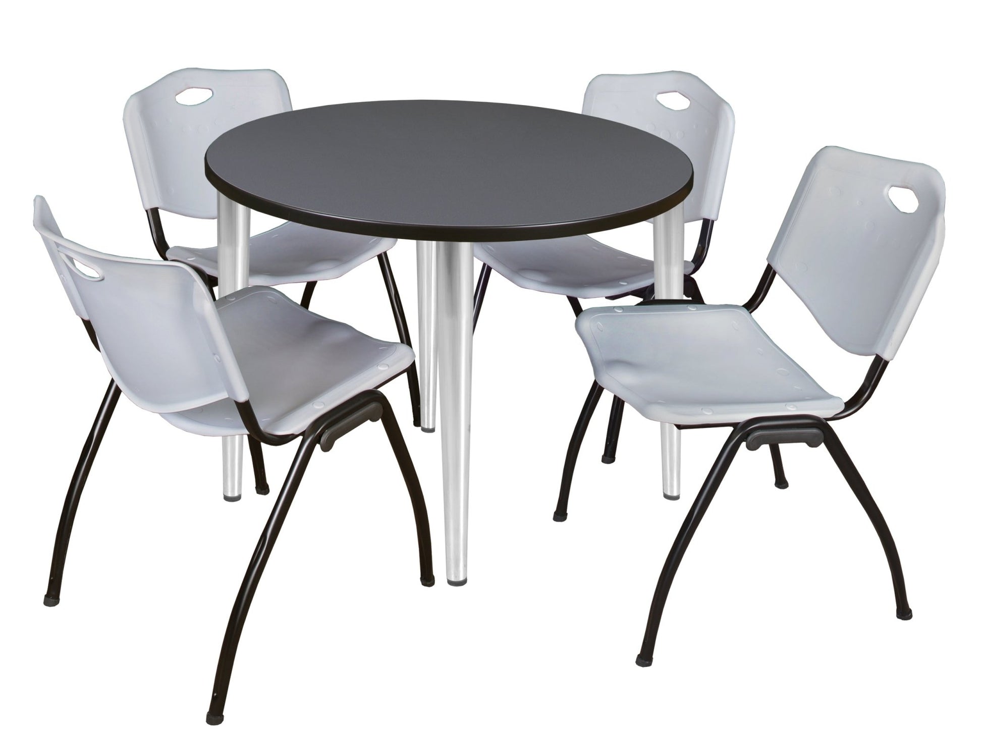 Regency Kahlo 42 in. Round Breakroom Table & 4 M Stack Chairs - SchoolOutlet