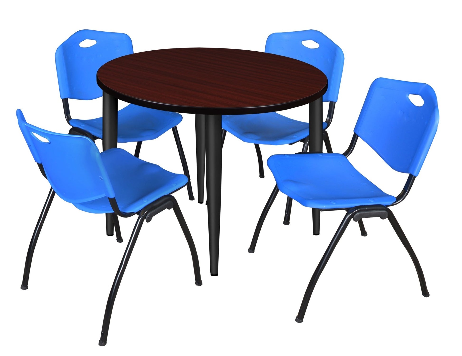Regency Kahlo 42 in. Round Breakroom Table & 4 M Stack Chairs - SchoolOutlet