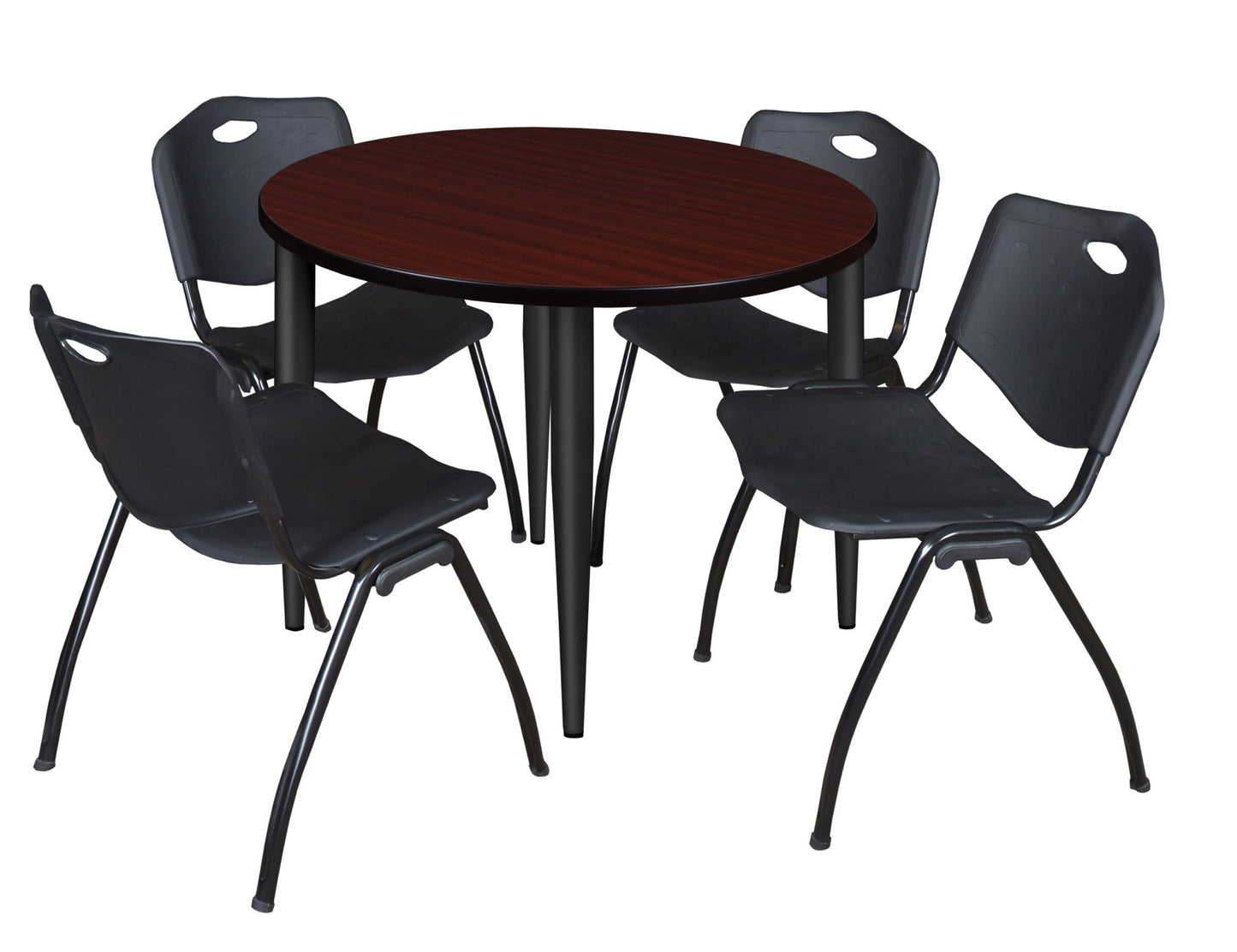 Regency Kahlo 42 in. Round Breakroom Table & 4 M Stack Chairs - SchoolOutlet