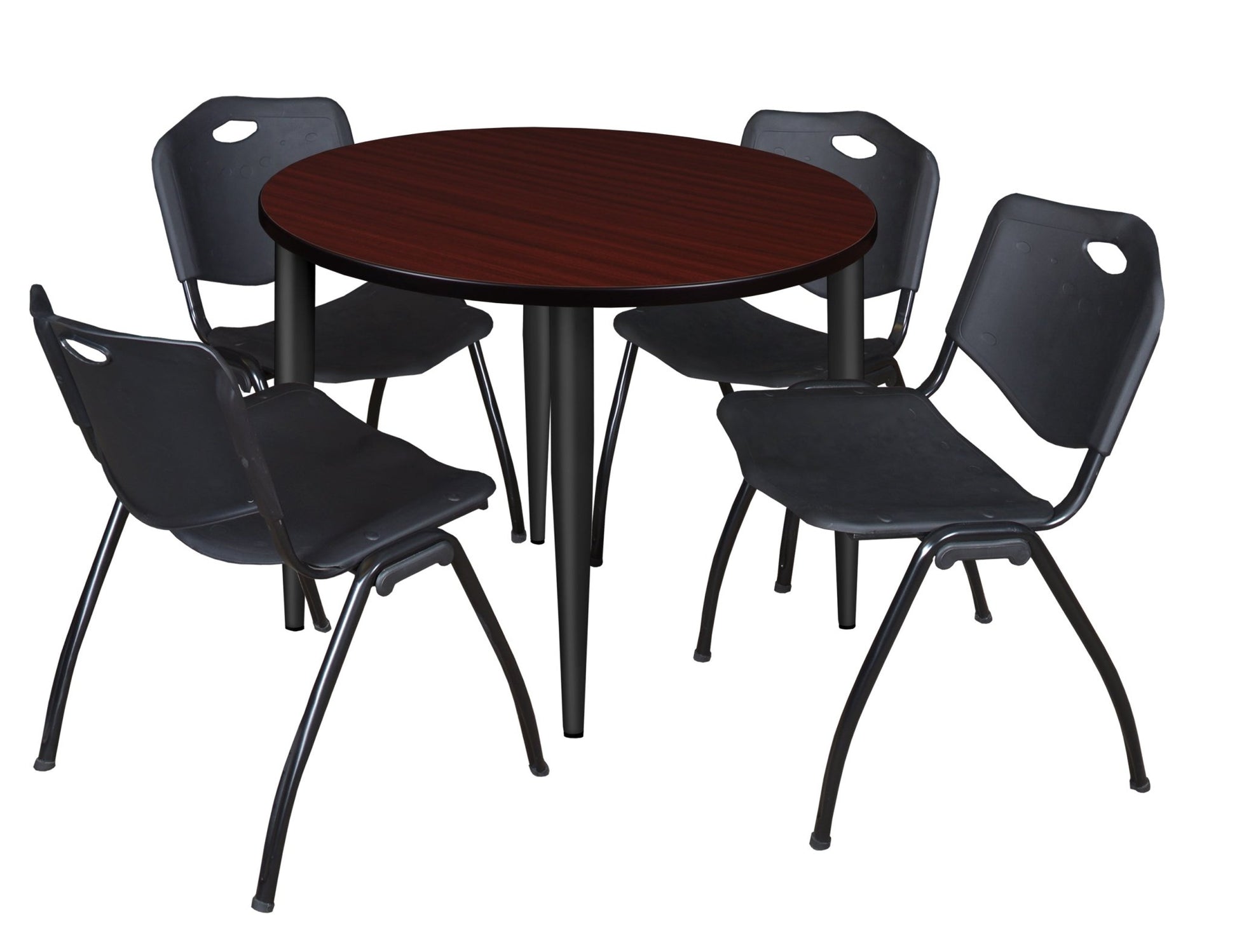 Regency Kahlo 42 in. Round Breakroom Table & 4 M Stack Chairs - SchoolOutlet